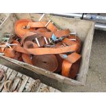 STILLAGE CONTAINING HEAVY DUTY 10TONNE RATED RATCHET STRAPS.