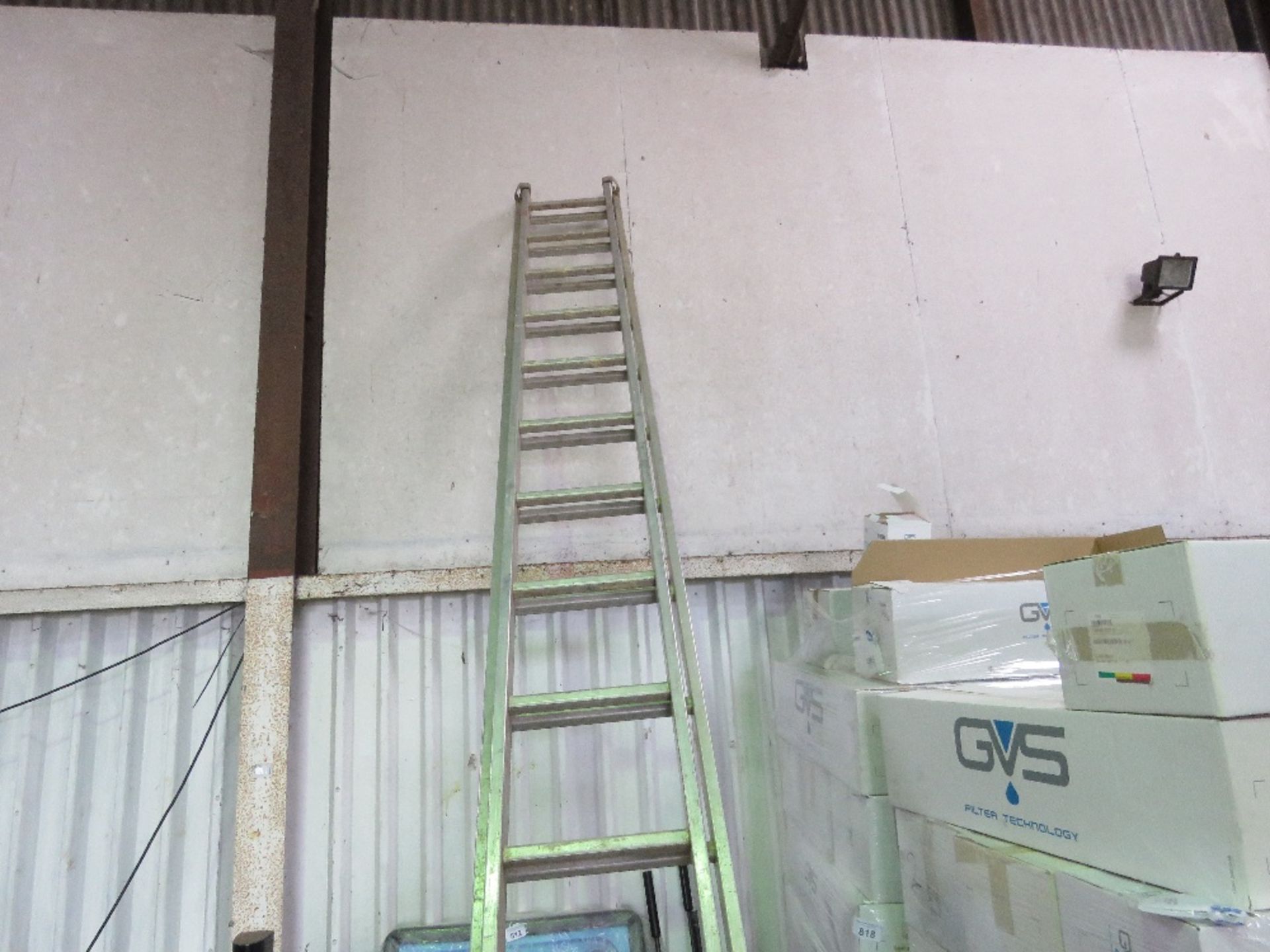 LARGE ZARGES 2 STAGE ALUMINIUM LADDER.