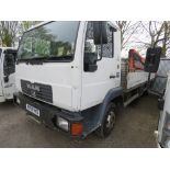 MAN 7.5TONNE DROP SIDE FLAT LORRY REG:WX54 VYD. WITH PALFINGER PEU7001 REAR MOUNTED CRANE. V5 DOCUME