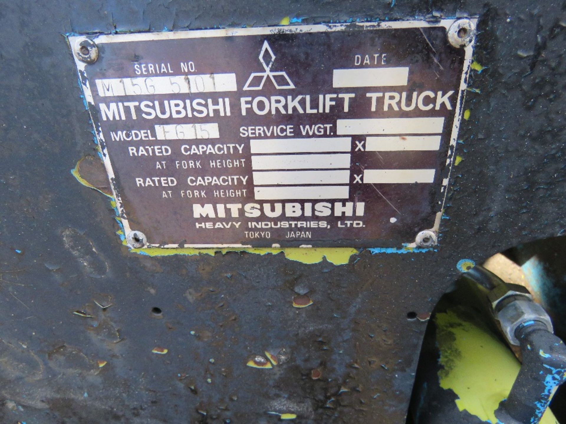 MITSUBISHI FG15 GAS POWERED FORKLIFT. WHEN TESTED WAS SEEN TO START AND RUN BRIEFLY BUT CUTTING OUT. - Image 8 of 9