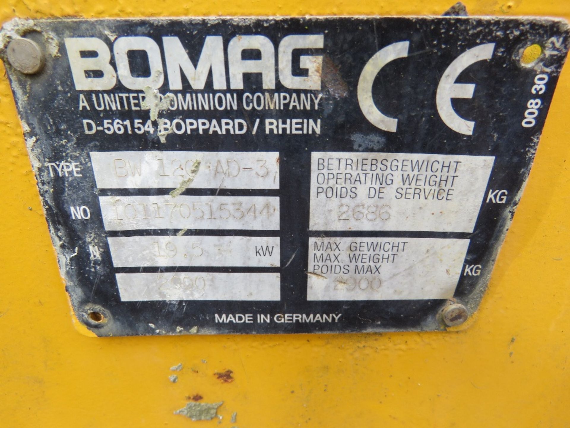 BOMAG BW120AD-3 TWIN DRUM RIDE ON ROLLER. SN:10117051344 1101 REC HORS. DEUTZ ENGINE. WHEN TESTED W - Bild 8 aus 13