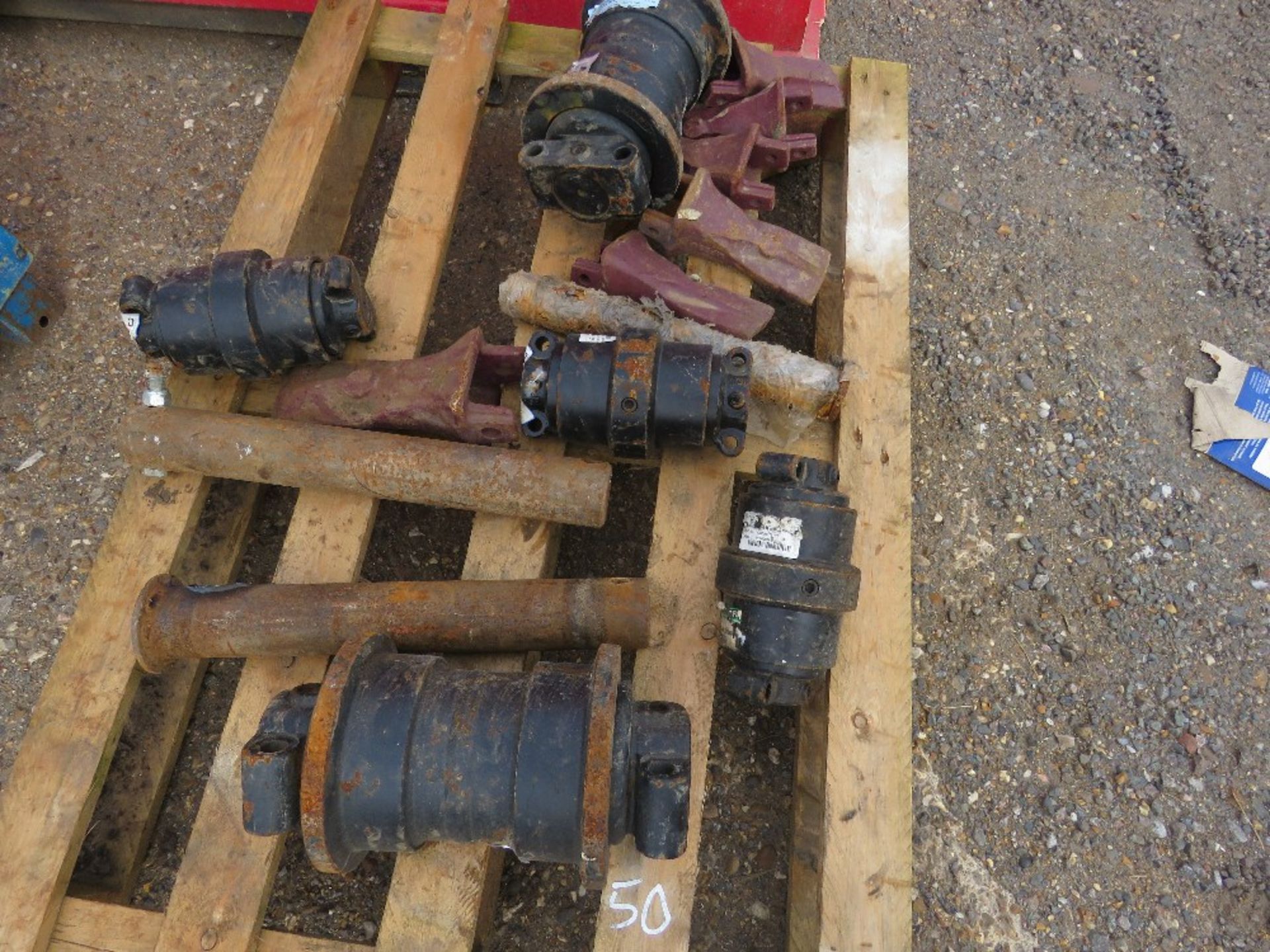 ASSORTED EXCAVATOR TRACK ROLLERS PLUS BUCKET TEETH AND PINS ETC......THIS LOT IS SOLD UNDER THE AUCT - Image 2 of 6