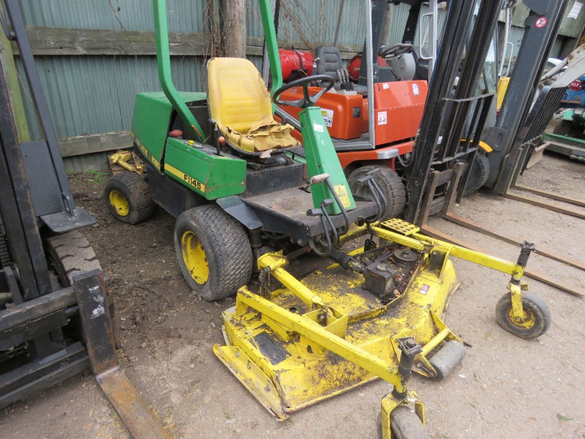 JOHN DEERE 1145 4WD OUT FRONT ROTARY MOWER. WHEN TESTED WAS SEEN TO START, RUN, DRIVE AND MOWER ENGA