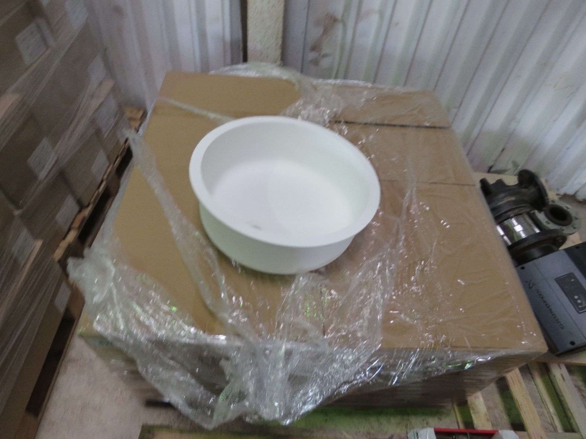 8NO DURASEIN 450X450X150 SOLID SURFACE ACRYLIC SINK, UNUSED, SURPLUS STOCK.