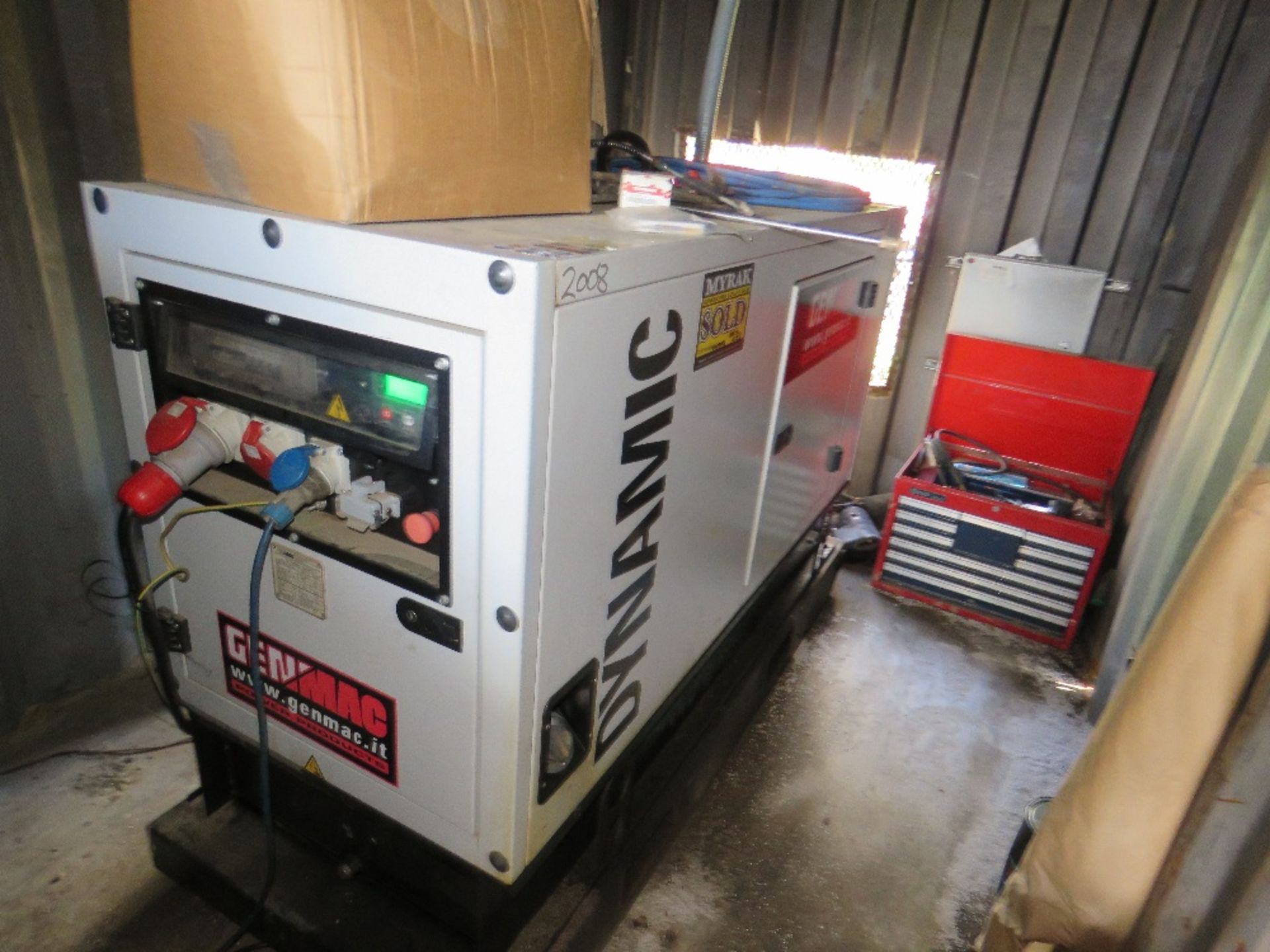 GENMAC 22KVA GENERATOR SET, YEAR 2016, OWNED FROM NEW. SN:11355. 12,103 REC HOURS. REGULARLY SERVICE