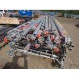 STACK OF ASSORTED SCAFFOLD TOWER PARTS INCLUDING 14NO DOUBLE FRAMES PLUS A SELECTION OF POLES AS SHW