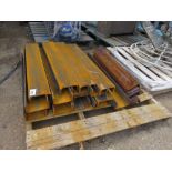 PALLET CONTAINING HEAVY DUTY STEEL ANGLE IRONS 0.86M LENGTH PLUS STEEL CHANNELS 0.96M LENGTH.....THI