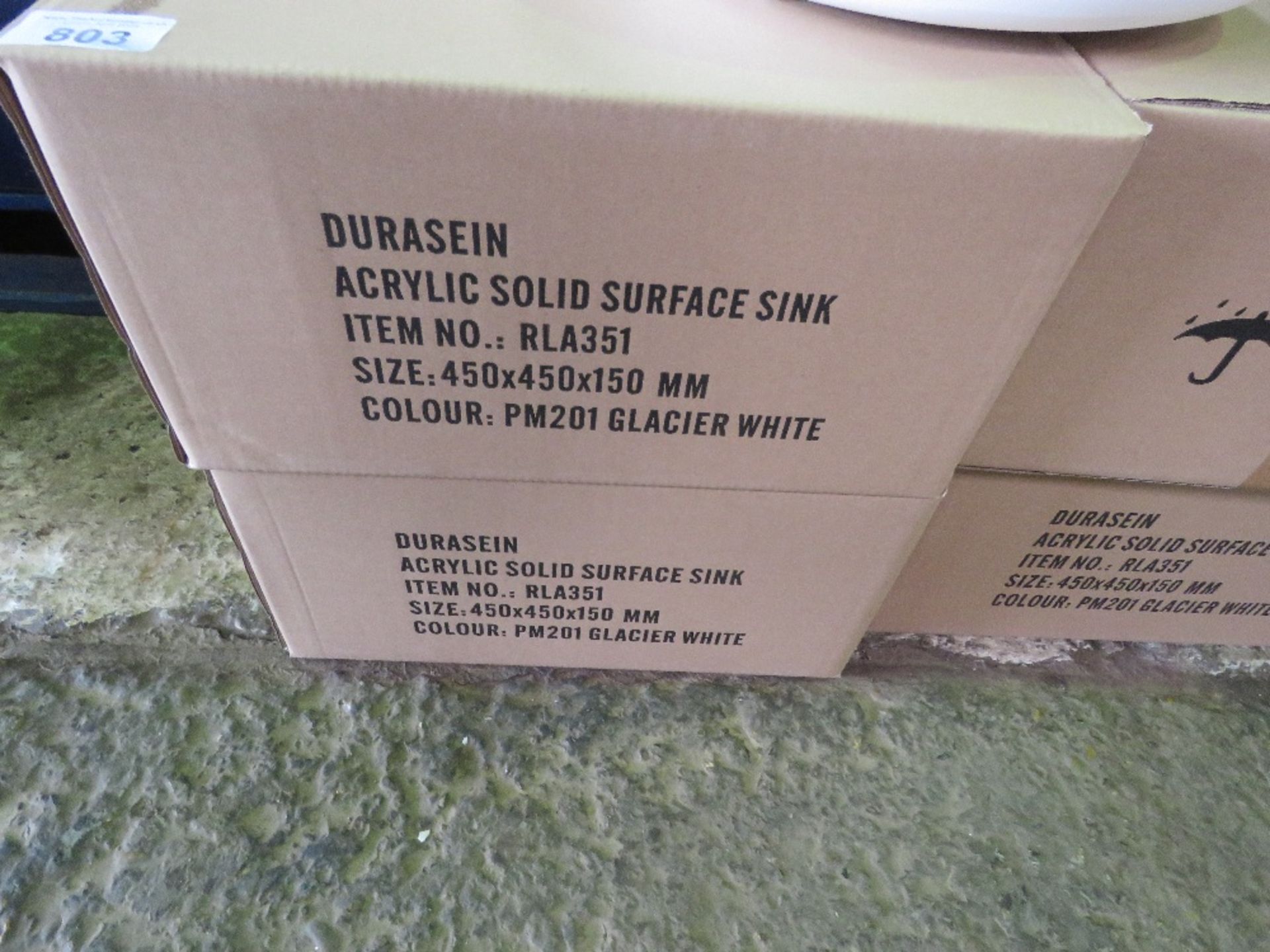 4NO DURASEIN 450X450X150 SOLID SURFACE ACRYLIC SINK, UNUSED, SURPLUS STOCK. - Image 2 of 3