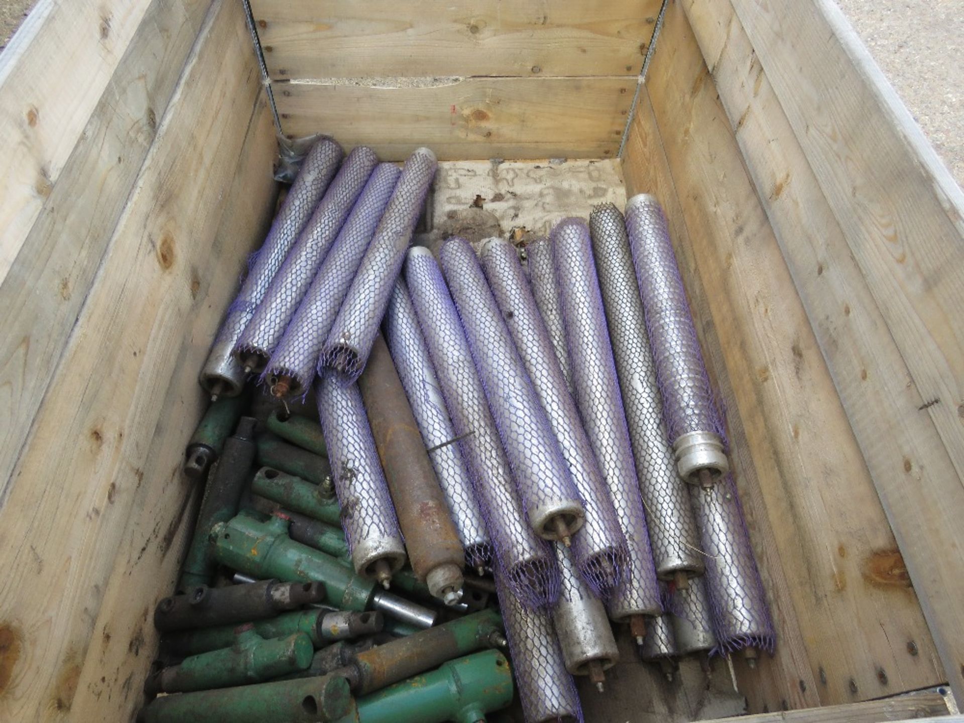 STILLAGE OF CYLINDER MOWER ROLLERS AND RAMS. - Image 2 of 4