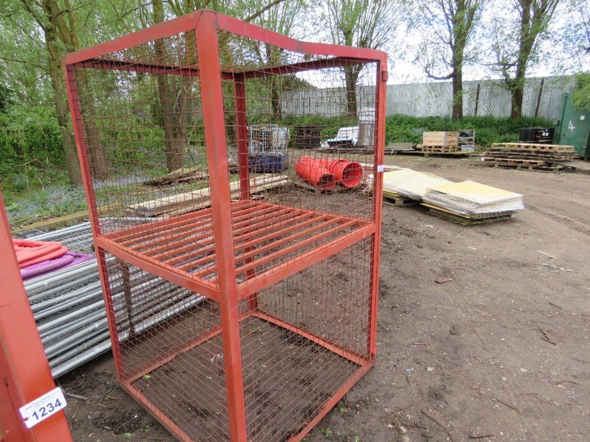 GAS BOTTLE CAGE WITH CENTRAL SHELF 1.25M X 1.25M X 1.95M HEIGHT APPROX.