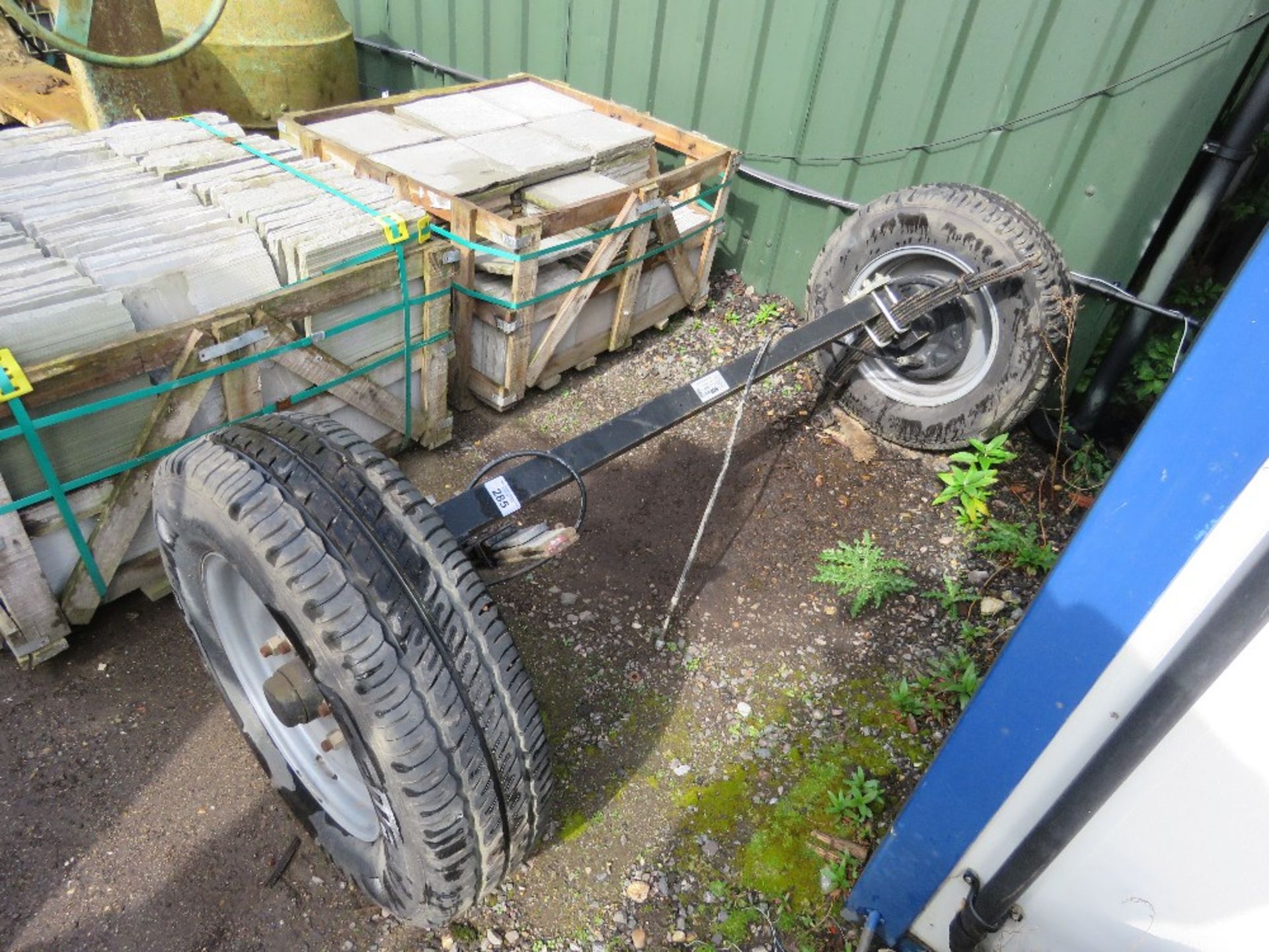 HEAVY DUTY TRAILER AXLE WITH SPINGS, BELIEVED TO BE OFF GROUNDHOG TYPE WELFARE UNIT?? ....THIS LOT I