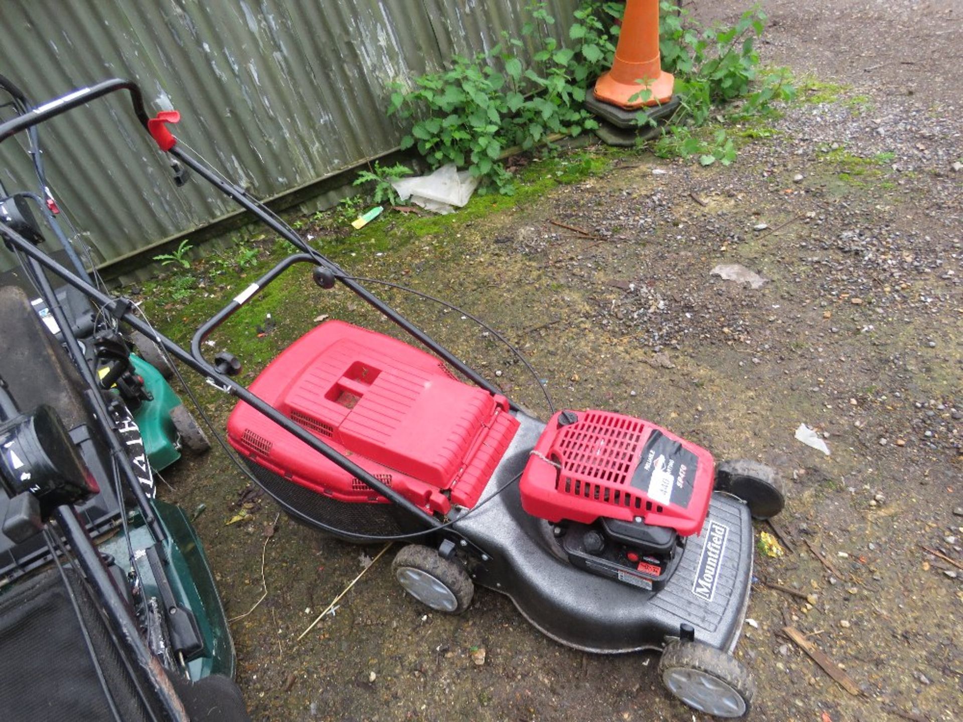 MOUNTFIELD PETROL MOWER WITH A COLLECTOR.....THIS LOT IS SOLD UNDER THE AUCTIONEERS MARGIN SCHEME, T