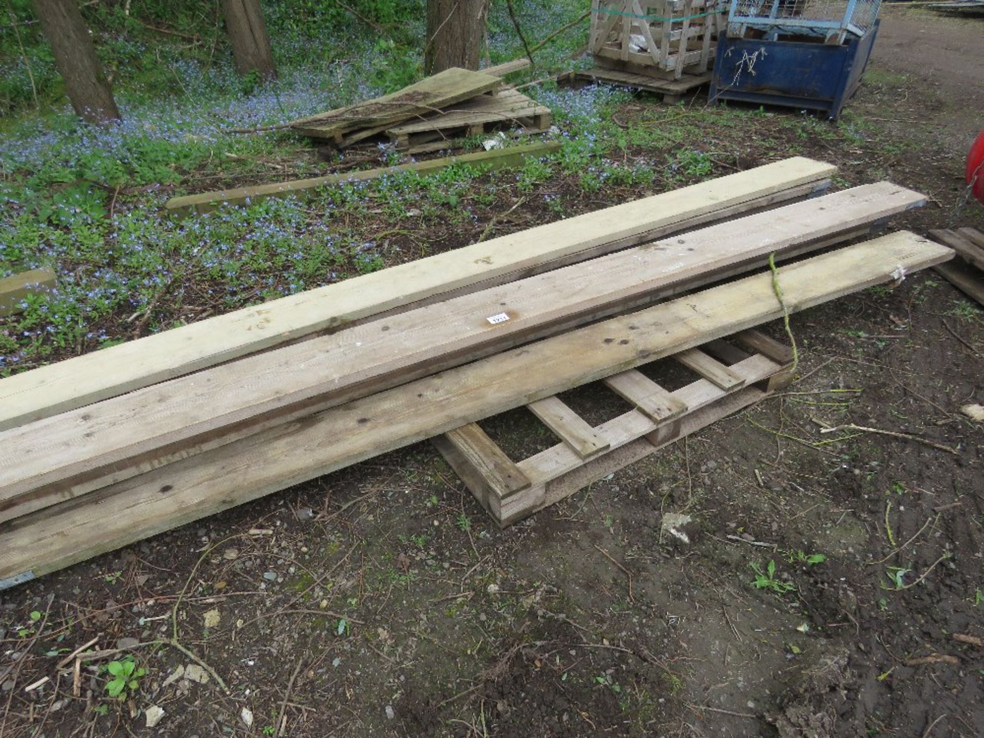 STACK OF APPROXIMATELY 12NO SCAFFOLD BOARDS, 12FT LENGTH APPROX.