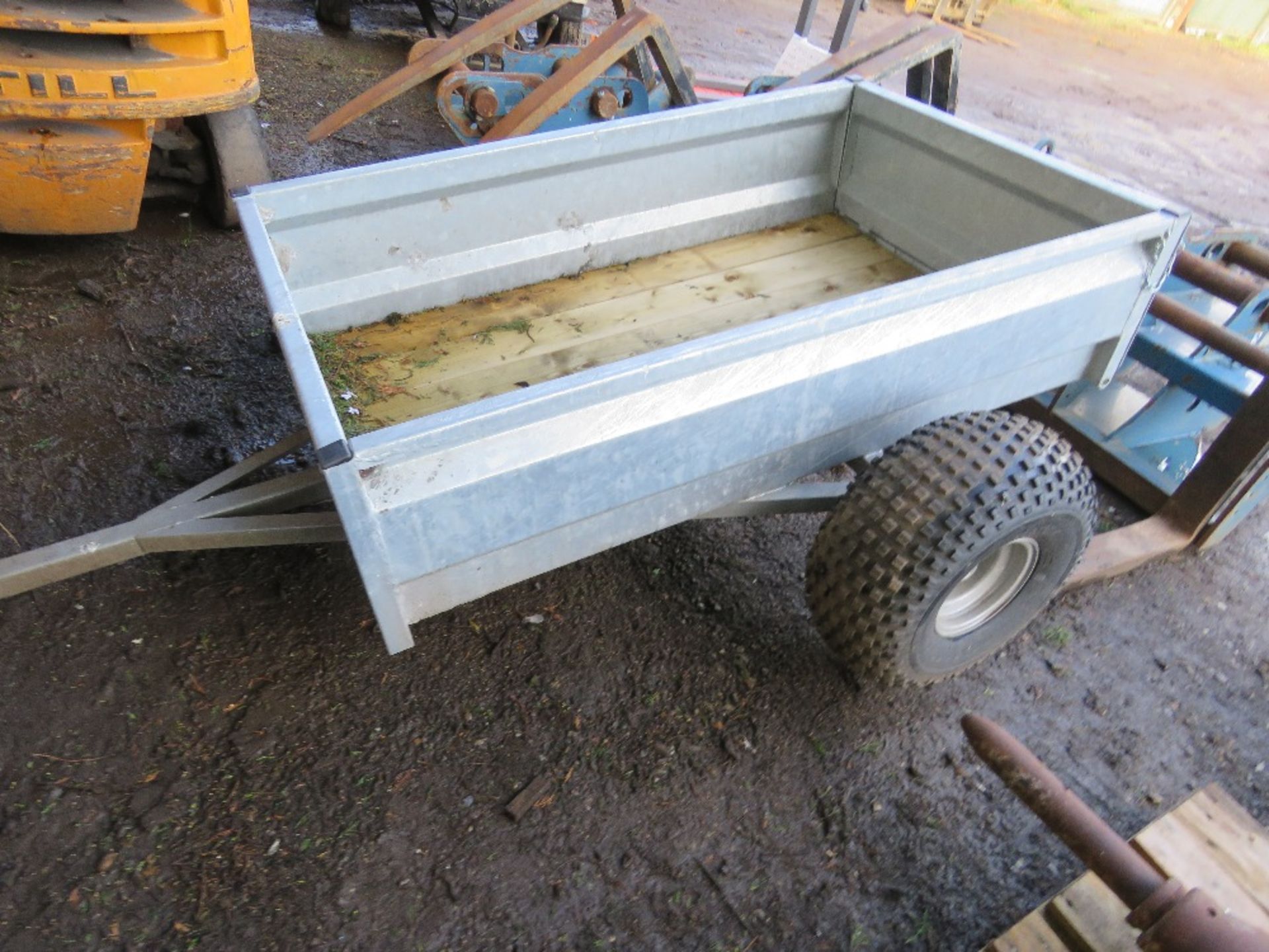 QUAD BIKE TOWED GALVANISED GENERAL PURPOSE TRAILER ON FLOATATION TYRES, 1.61MX 1M APPROX. UNUSED. - Image 2 of 5