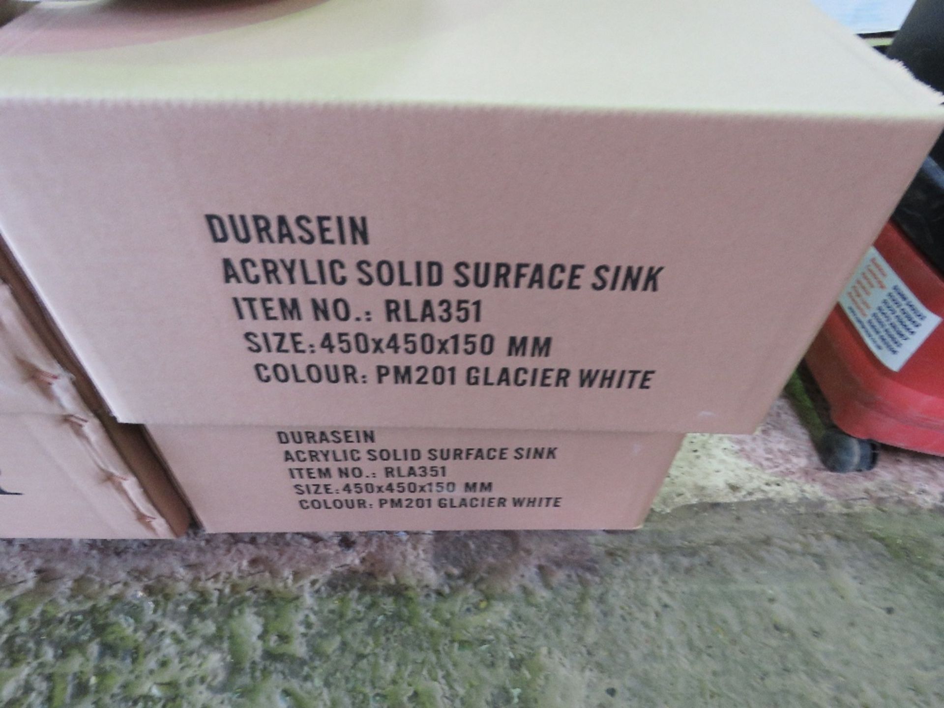 4NO DURASEIN 450X450X150 SOLID SURFACE ACRYLIC SINK, UNUSED, SURPLUS STOCK. - Image 2 of 3