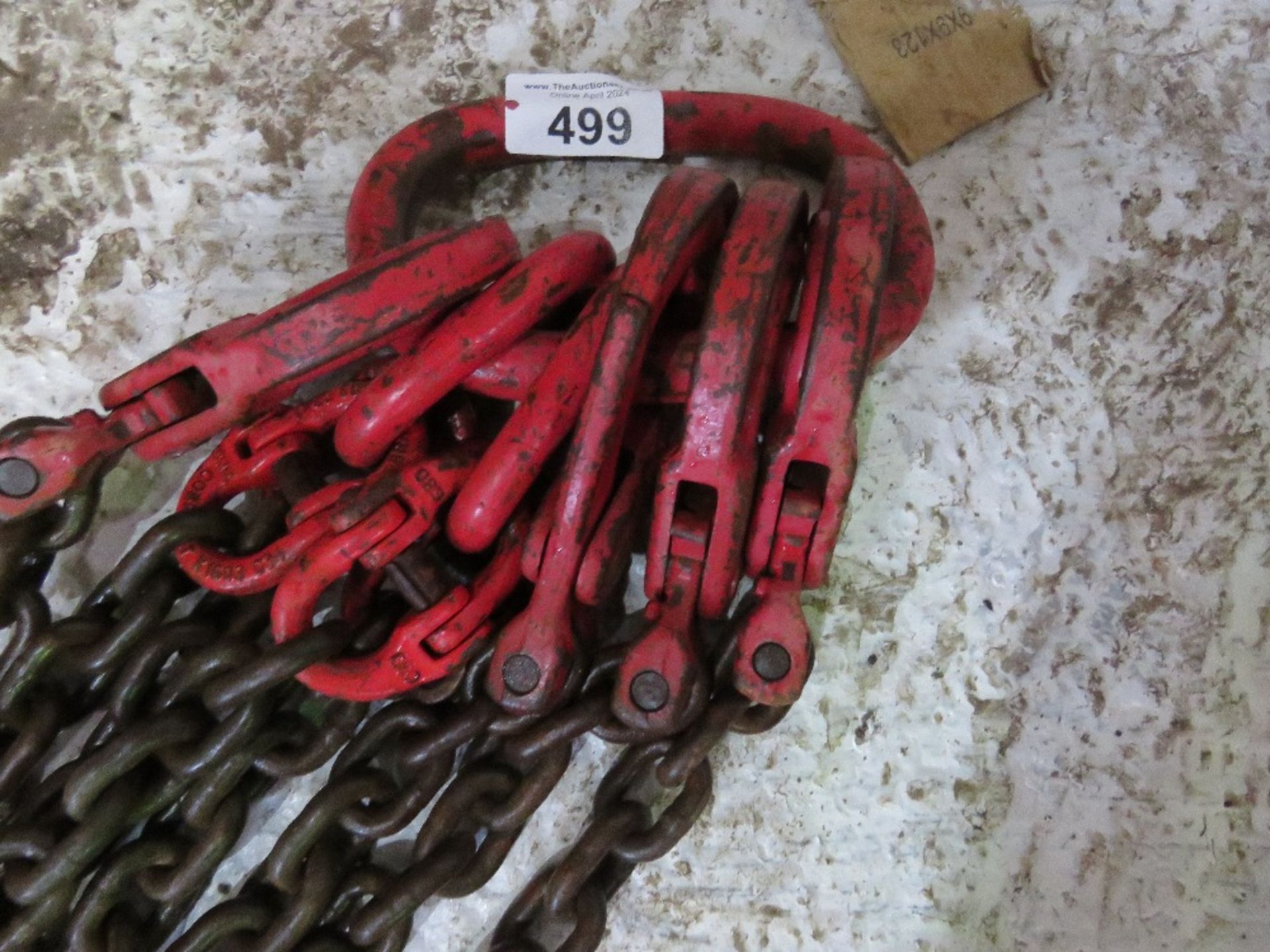 SET OF LIFTING CHAINS, 4 LEGGED, 10FT LENGTH APPROX. SOURCED FROM COMPANY LIQUIDATION. THIS LOT - Image 2 of 2