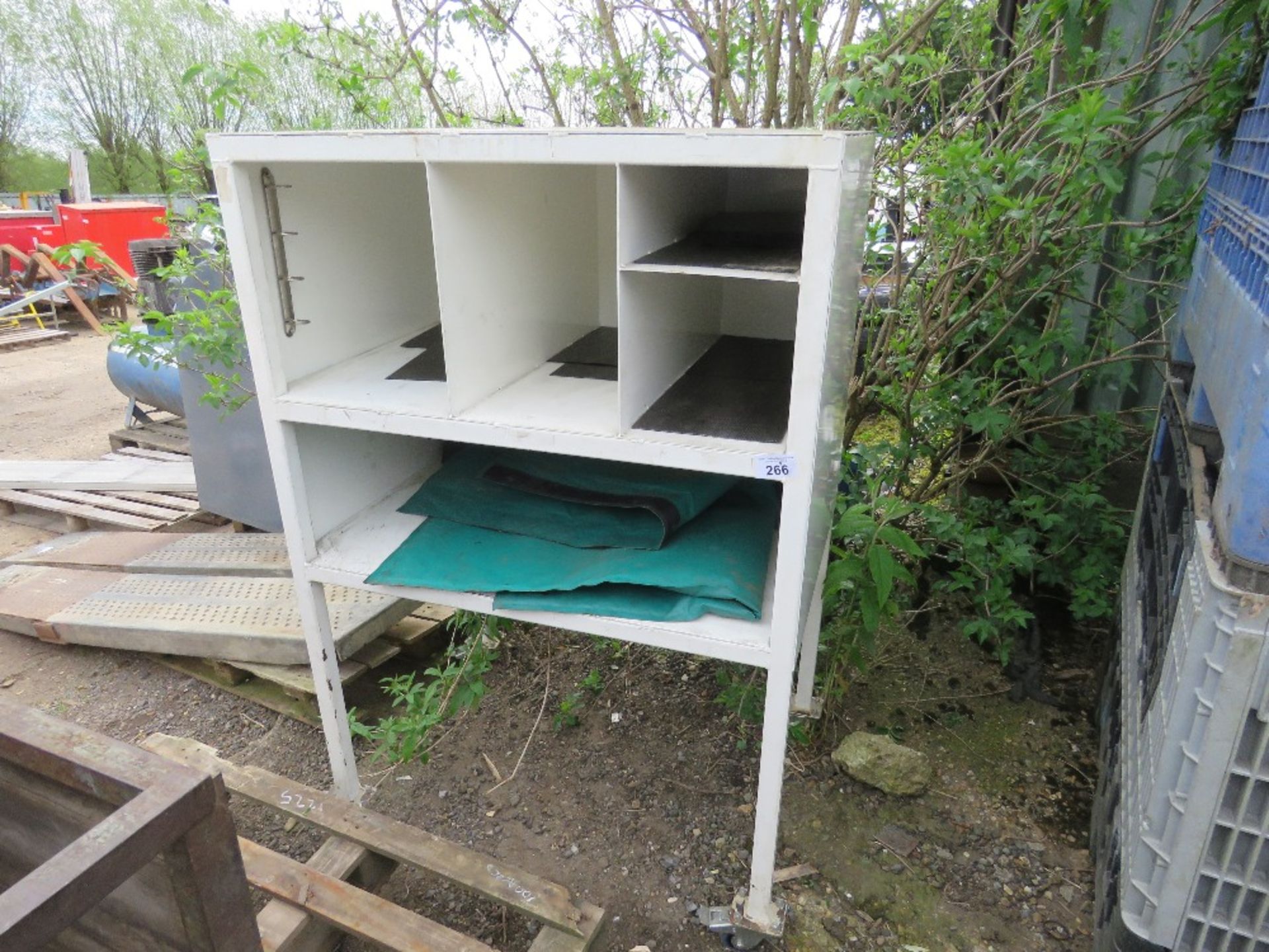 WHEELED PIGEON HOLE TYPE CABINET UNIT.....THIS LOT IS SOLD UNDER THE AUCTIONEERS MARGIN SCHEME, THER