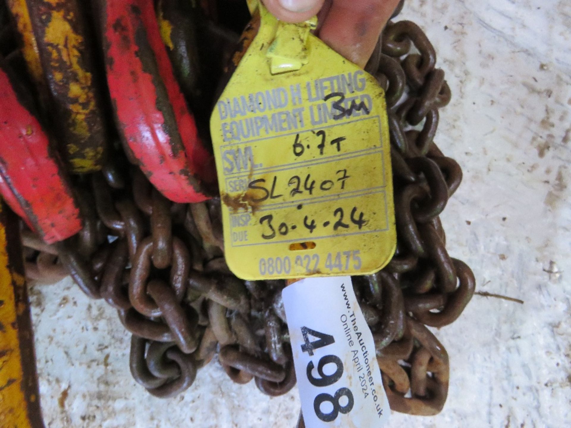SET OF LIFTING CHAINS, 4 LEGGED, SPECIFICATION/CAPACITY AS SHOWN. SOURCED FROM COMPANY LIQUIDATION. - Bild 2 aus 2