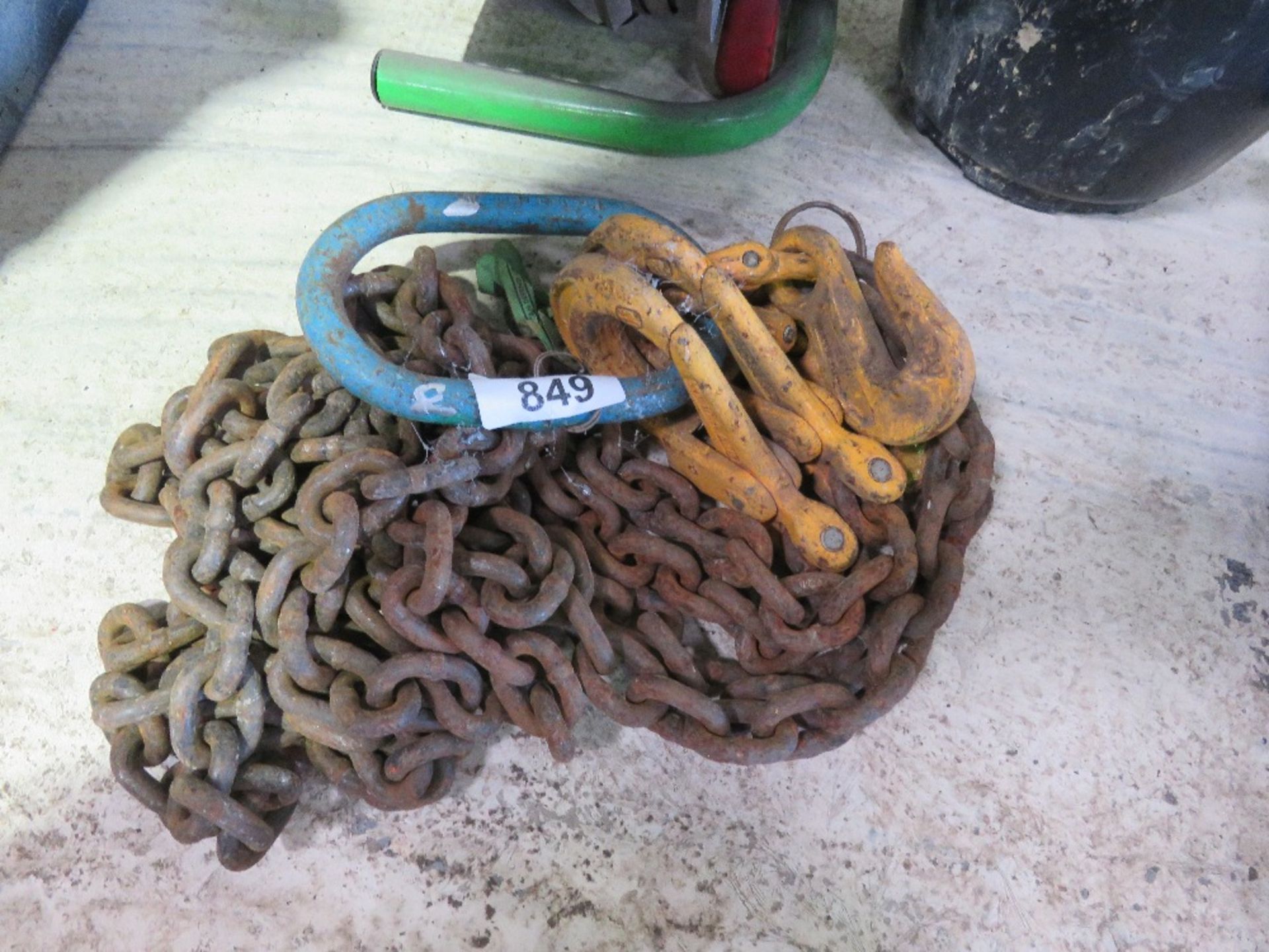 SET OF 2 LEGGED LIFING CHAINS WITH SHORTENERS, 8FT LENGTH APPROX.