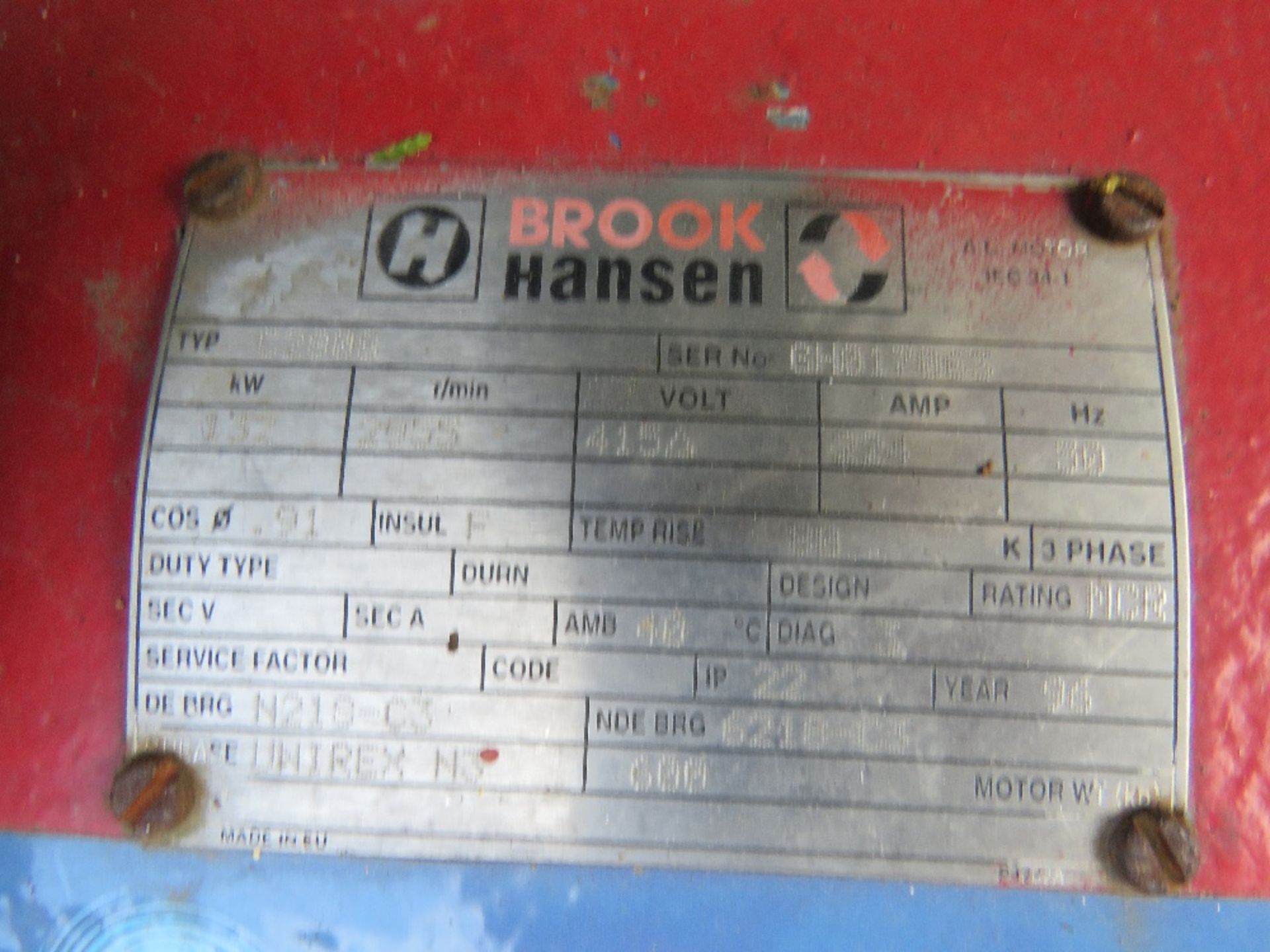 STERLING 3 PHASE POWERED FIRE PUMP. POWERED BY BROOK HANSEN 132KW MOTOR.....THIS LOT IS SOLD UNDER T - Image 4 of 7