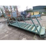 STEEL STAIRCASE FOR ACCESS TO PORTABLE OFFICE ETC. 13FT OVERALL LENGTH APPROX WITH A LANDING. 12 TRE