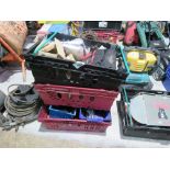QUANTITY OF FIXINGS, TOOLS ETC, 5NO BOXES.....THIS LOT IS SOLD UNDER THE AUCTIONEERS MARGIN SCHEME,