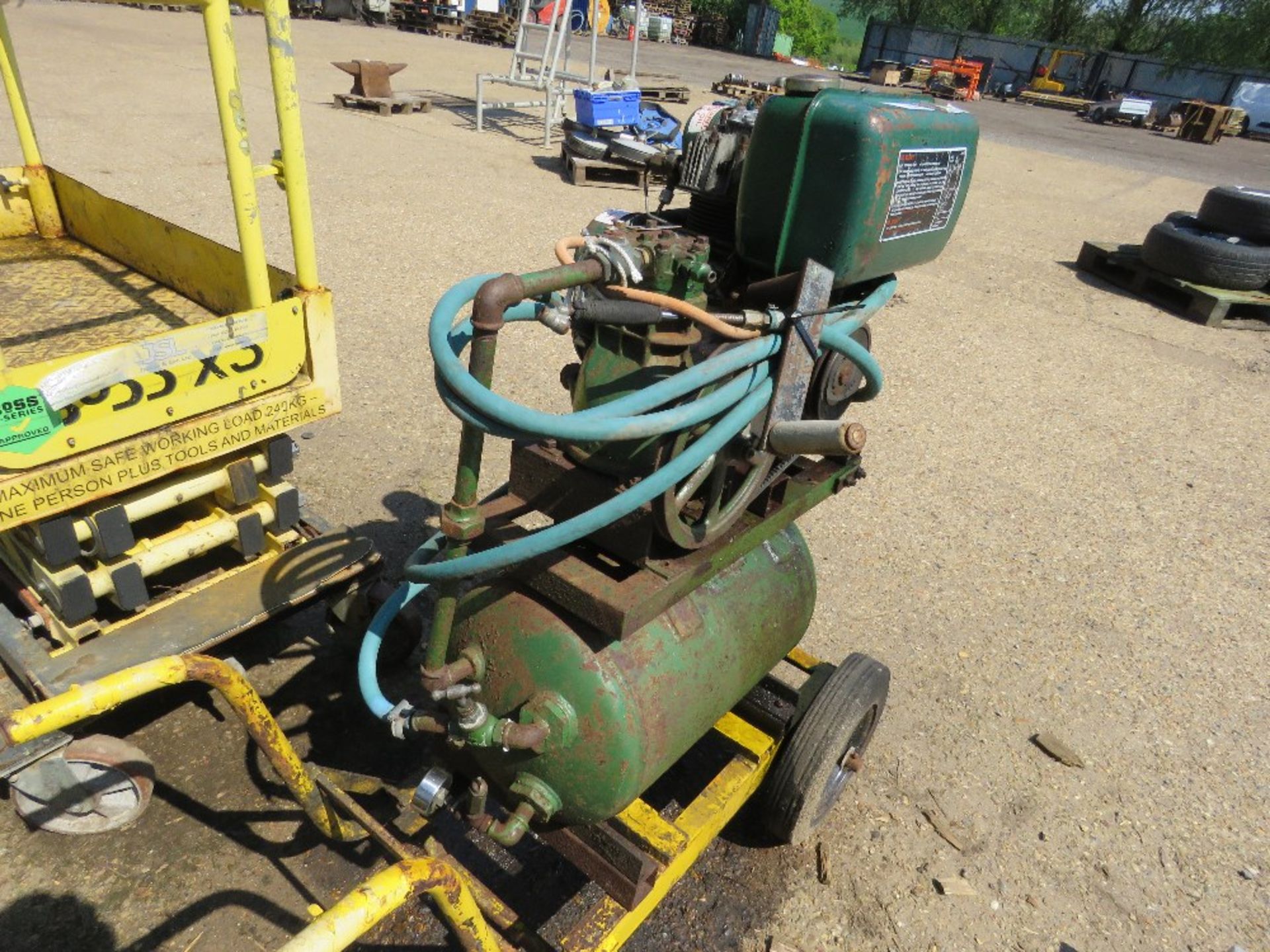 OLD DIESEL ENGINED COMPRESSOR ON WHEELS.....THIS LOT IS SOLD UNDER THE AUCTIONEERS MARGIN SCHEME, TH - Image 2 of 8