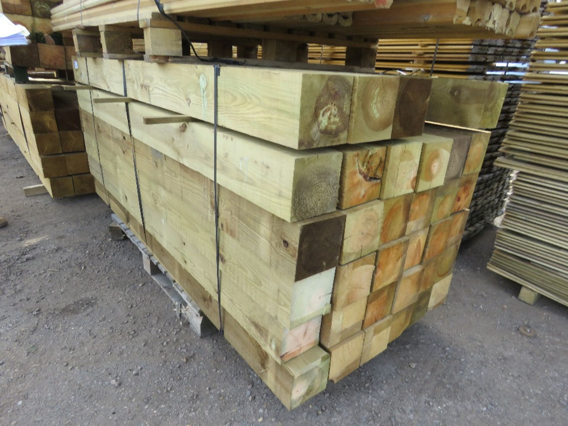 34NO LARGE TREATED TIMBER POSTS 150MMX 150MM @2280MM LENGTH APPROX.
