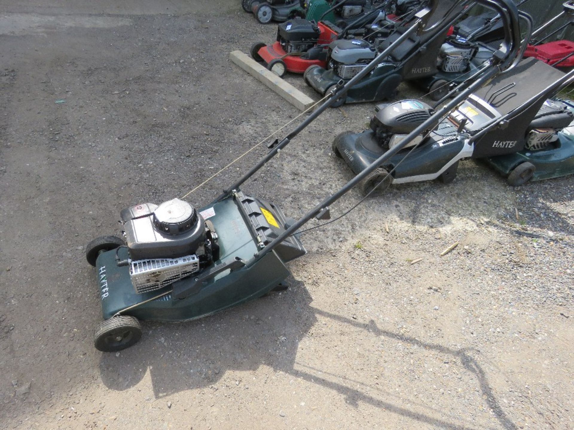 HAYTER PETROL ENGINED MOWER WITH REAR ROLLER AND NO COLLECTOR. ....THIS LOT IS SOLD UNDER THE AUCTIO