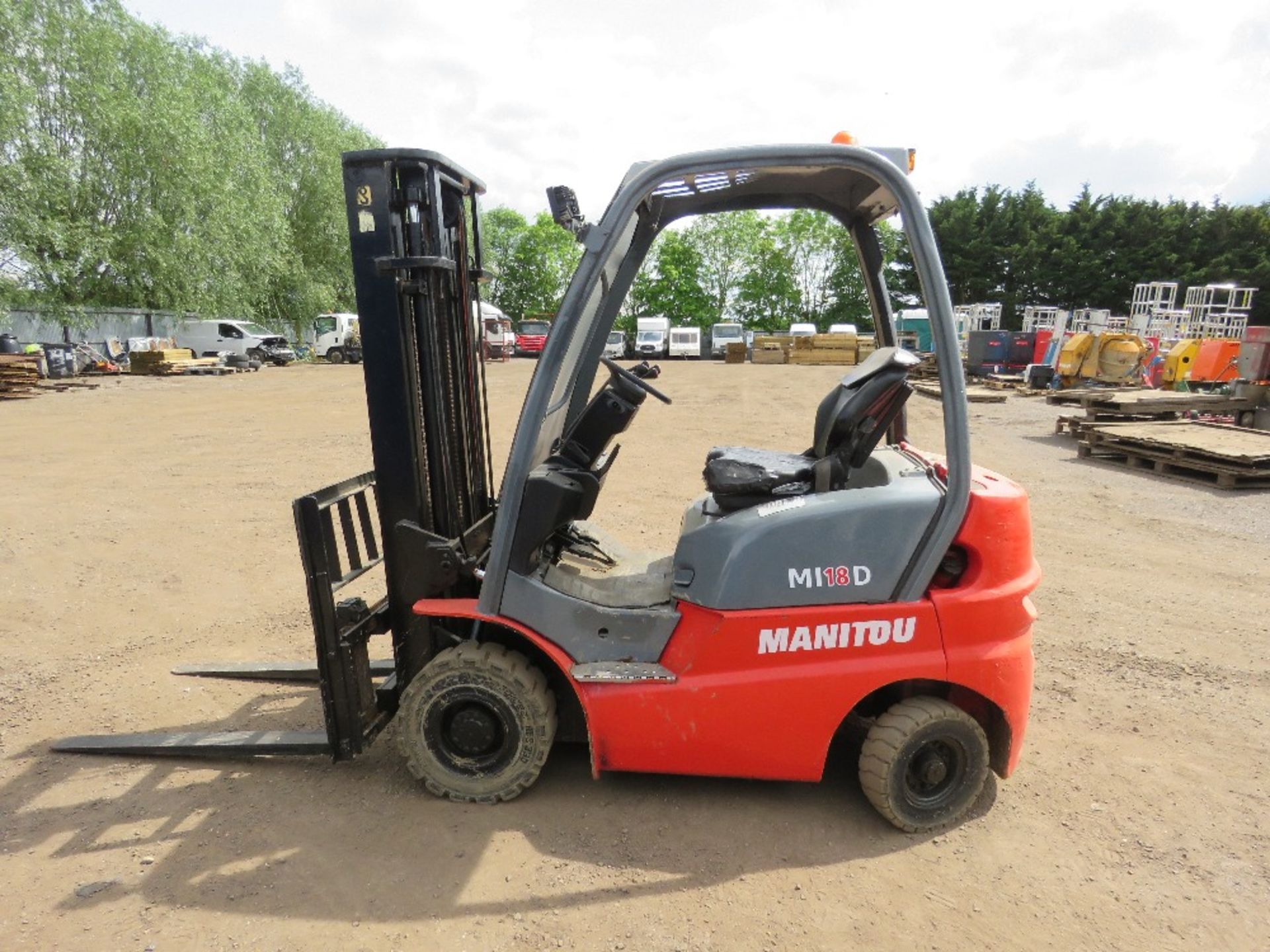 MANITOU MI 18D DIESEL ENGINED FORKLIFT TRUCK, YEAR 2016. WHEN TESTED WAS SEEN TO DRIVE, STEER AND BR