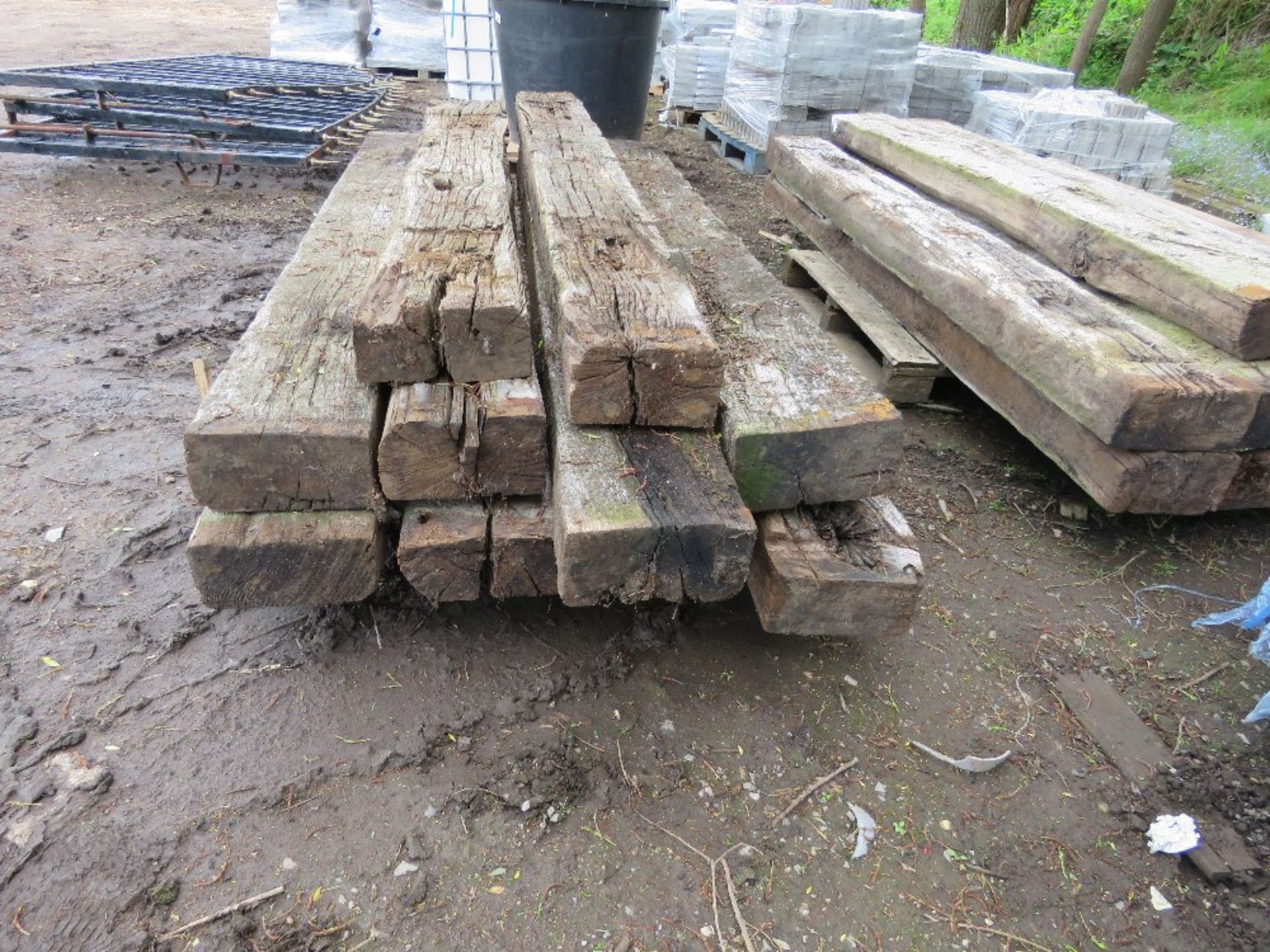 10NO TIMBER RAILWAY SLEEPERS.....THIS LOT IS SOLD UNDER THE AUCTIONEERS MARGIN SCHEME, THEREFORE NO