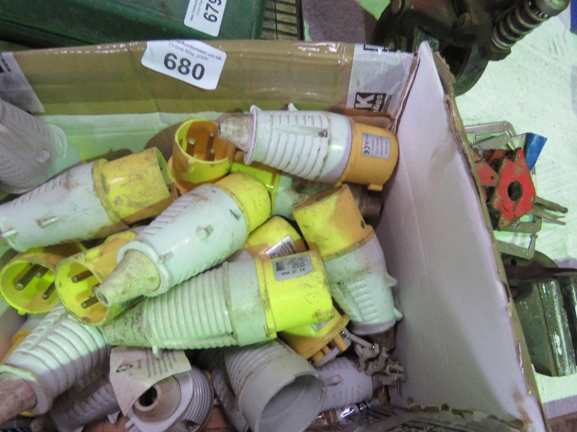 BOX OF 110VOLT PLUGS PLUS A BOX OF SUNDRIES.....THIS LOT IS SOLD UNDER THE AUCTIONEERS MARGIN SCHEME