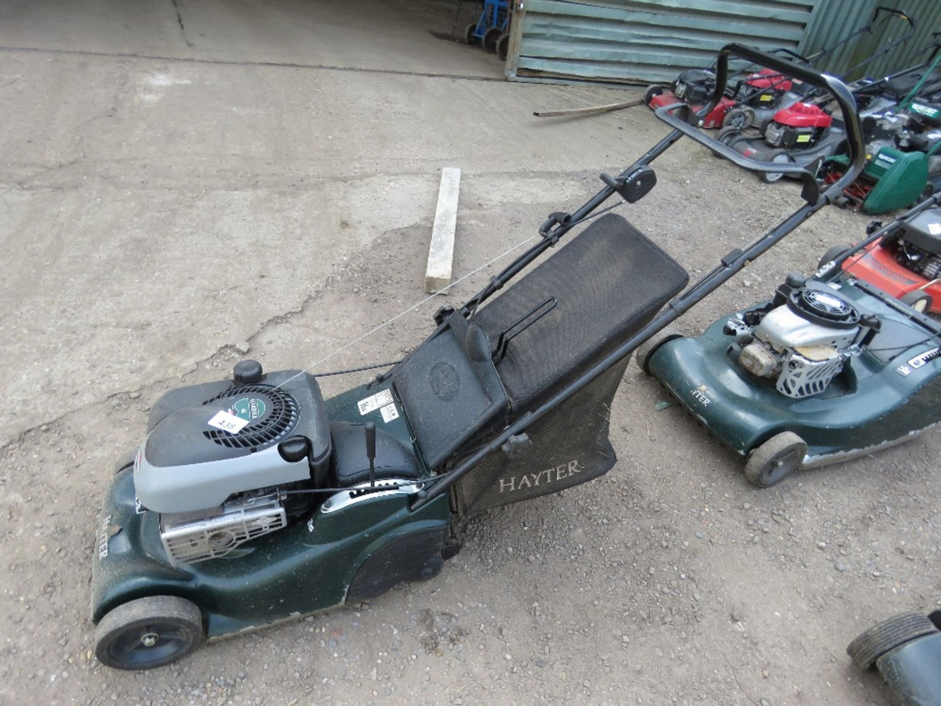 HAYTER HARRIER 41 PETROL ENGINED MOWER WITH REAR ROLLER AND COLLECTOR. ....THIS LOT IS SOLD UNDER TH