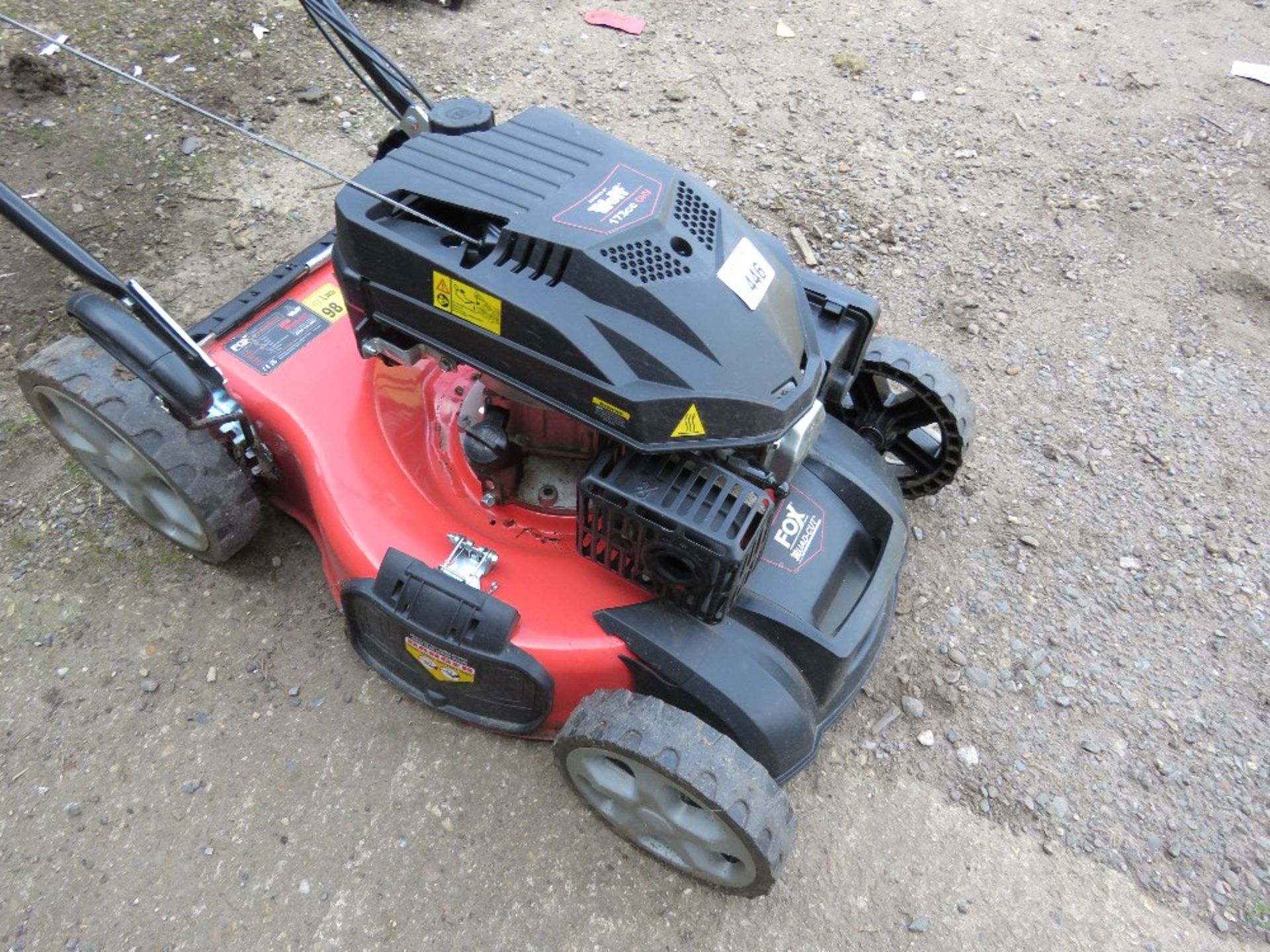 FOX QUAD CUT PETROL ENGINED MOWER WITH NO COLLECTOR. ....THIS LOT IS SOLD UNDER THE AUCTIONEERS MARG - Image 3 of 4