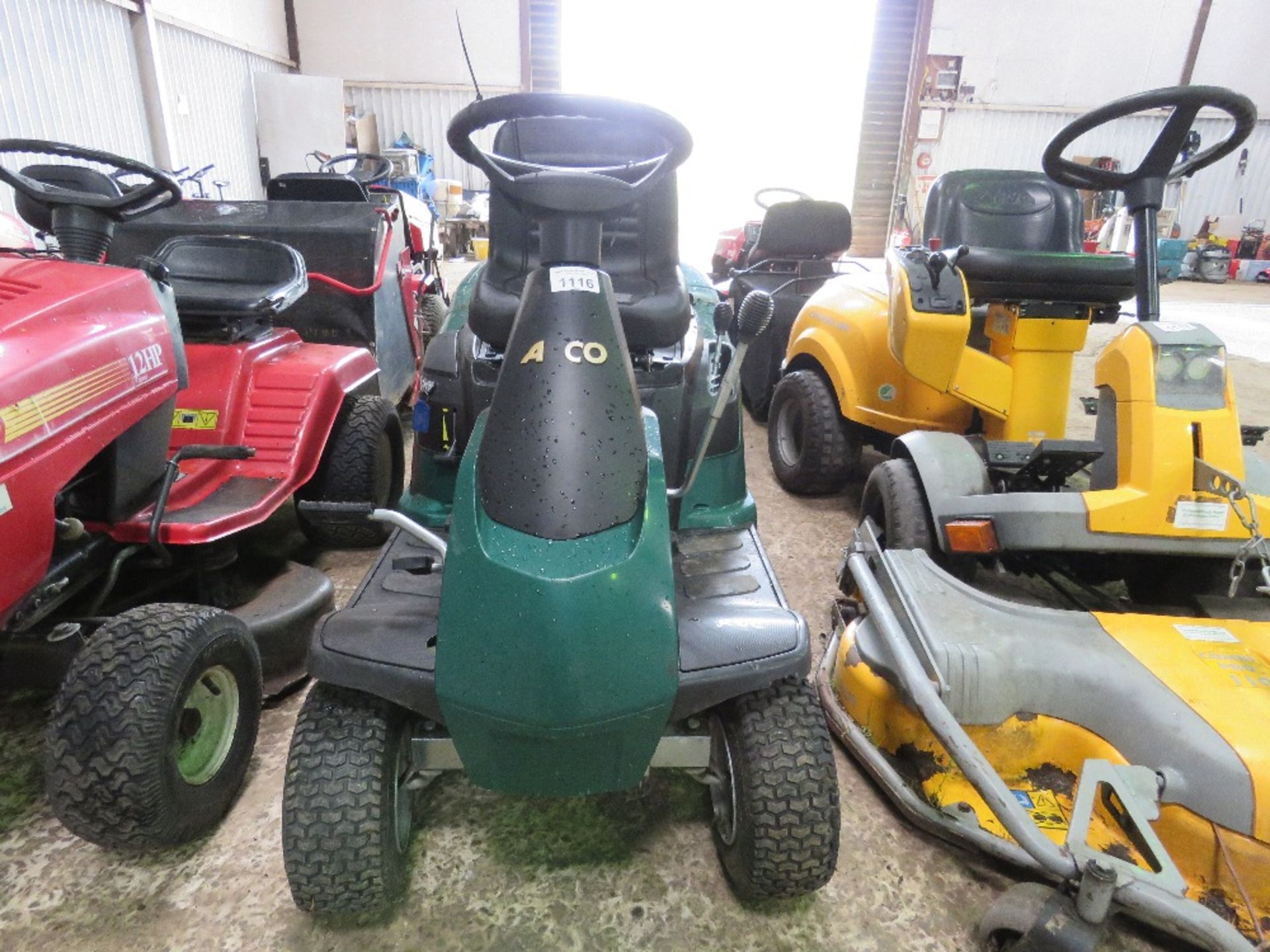 ATCO RIDER RIDE ON MOWER WITH COLLECTOR. WHEN BRIEFLY TESTED WAS SEEN TO RUN, DRIVE AND MOWERS ENGAG - Image 3 of 6