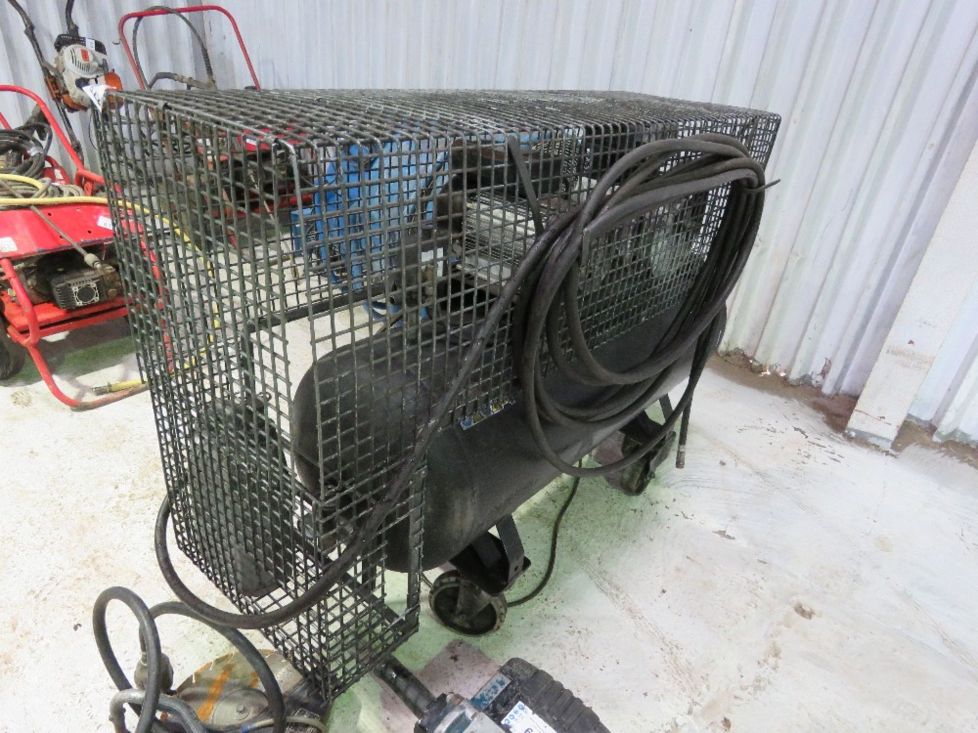 LARGE SIZED AIR COMPRESSOR ON WHEELS, 240VOLT POWERED - Image 2 of 6