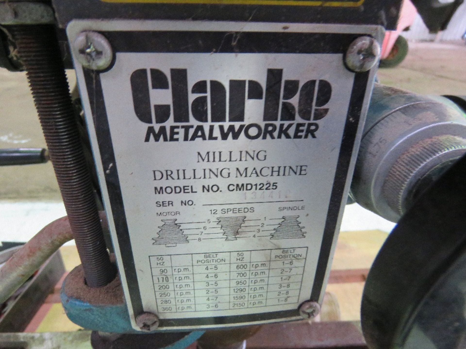 CLARKE METALWORKER MINI MILL/DRILL WITH SOME TOOLING AS SHOWN, 240VOLT POWERED. WORKING WHEN RECENTL - Image 8 of 8