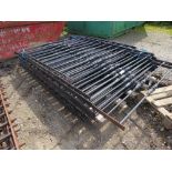 12NO ORNATE TOPPED WROUGHT IRON METAL FENCE RAILING PANELS 1.3-2.4M LENGTH APPROX, 5FT OVERALL HEIGH