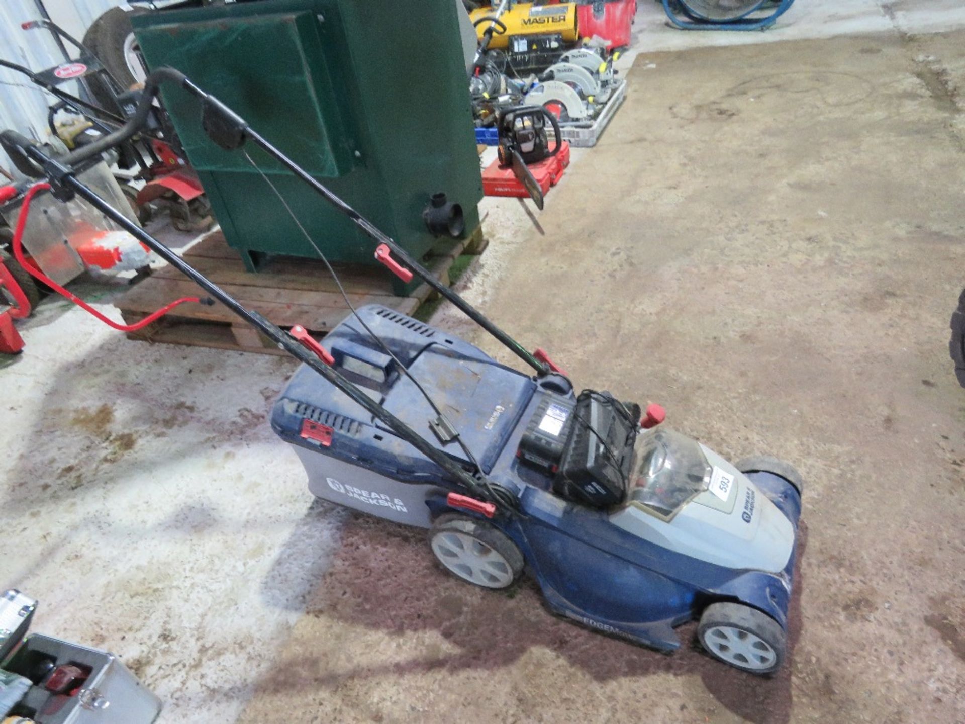 SPEAR AND JACKSON BATTERY POWERED LAWNMOWER.....THIS LOT IS SOLD UNDER THE AUCTIONEERS MARGIN SCHEME