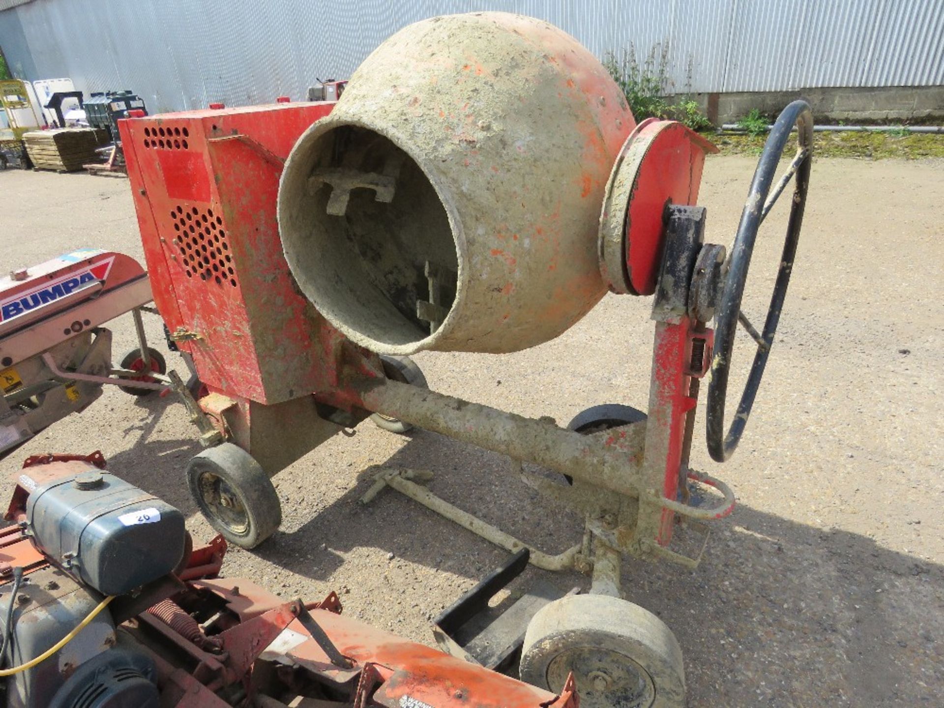 BELLE YANMAR ENGINED CEMENT MIXER. WHEN TESTED WAS SEEN TO RUN AND DRUM TURNED.