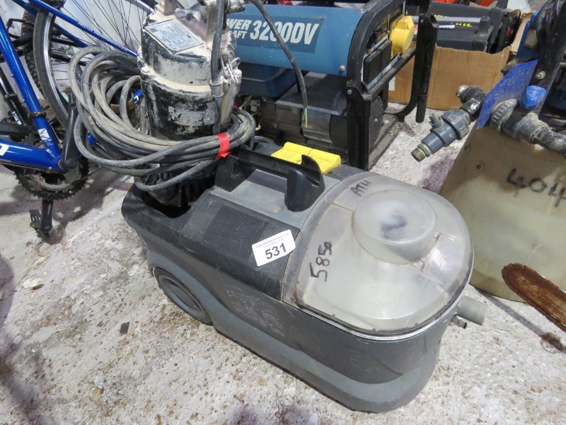 KARCHER CARPET CLEANER PLUS A SUBMERSIBLE WATER PUMP.....THIS LOT IS SOLD UNDER THE AUCTIONEERS MARG