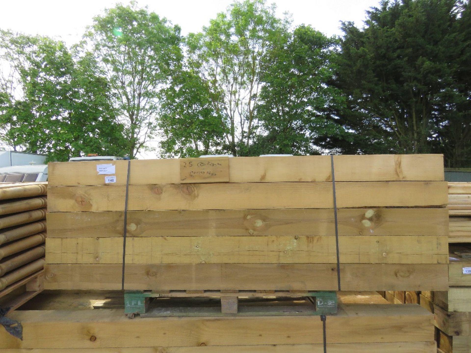 25NO LARGE TREATED TIMBER POSTS 150MMX 150MM @2280MM LENGTH APPROX.