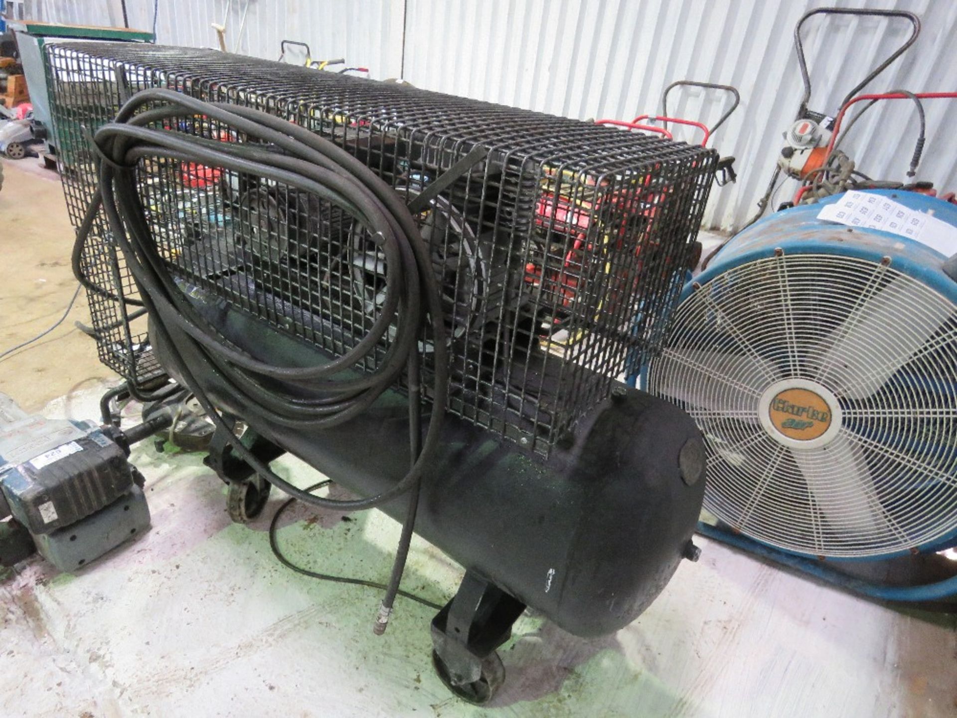 LARGE SIZED AIR COMPRESSOR ON WHEELS, 240VOLT POWERED - Image 4 of 6