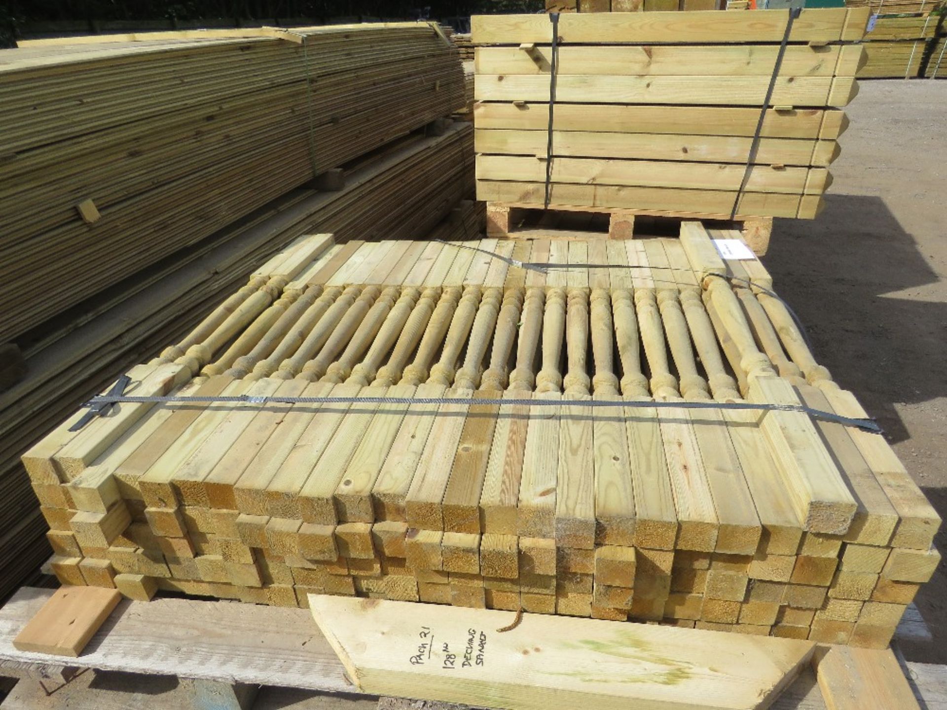 LARGE PACK OF TREATED DECKING SPINDLES 0.9M LENGTH 128NO IN TOTAL APPROX.