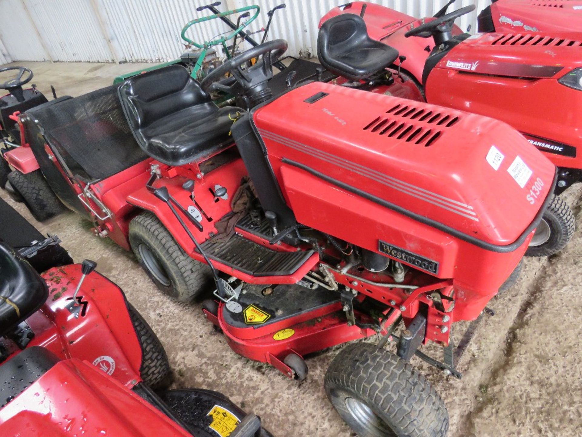 WESTWOOD S1300 RIDE ON MOWER WITH COLLECTOR. WHEN BRIEFLY TESTED WAS SEEN TO TURN OVER BUT NOT START