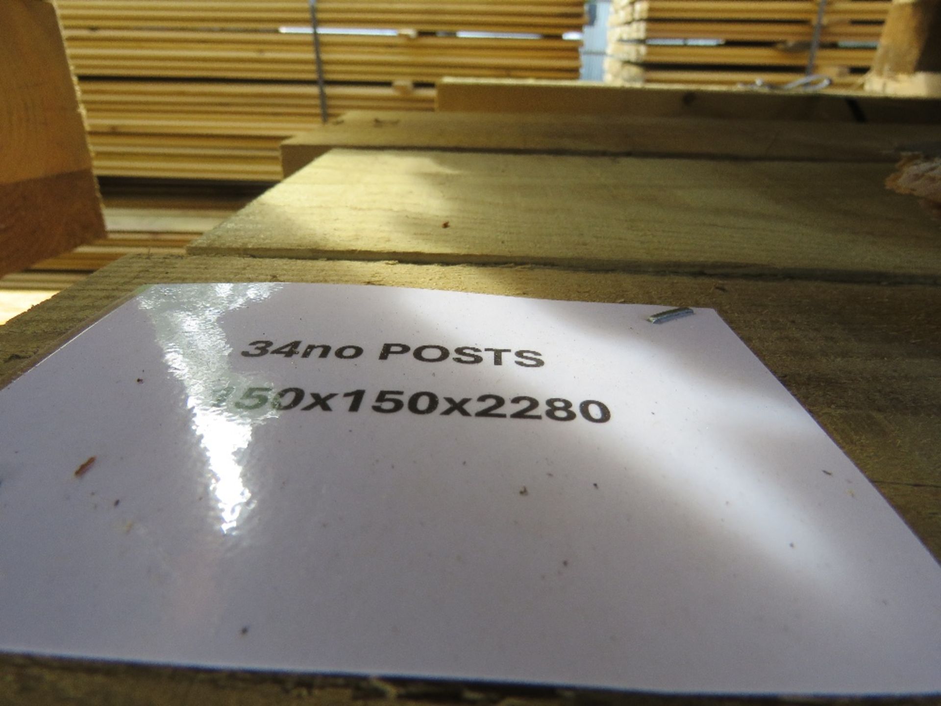 34NO LARGE TREATED TIMBER POSTS 150MMX 150MM @2280MM LENGTH APPROX. - Image 5 of 5