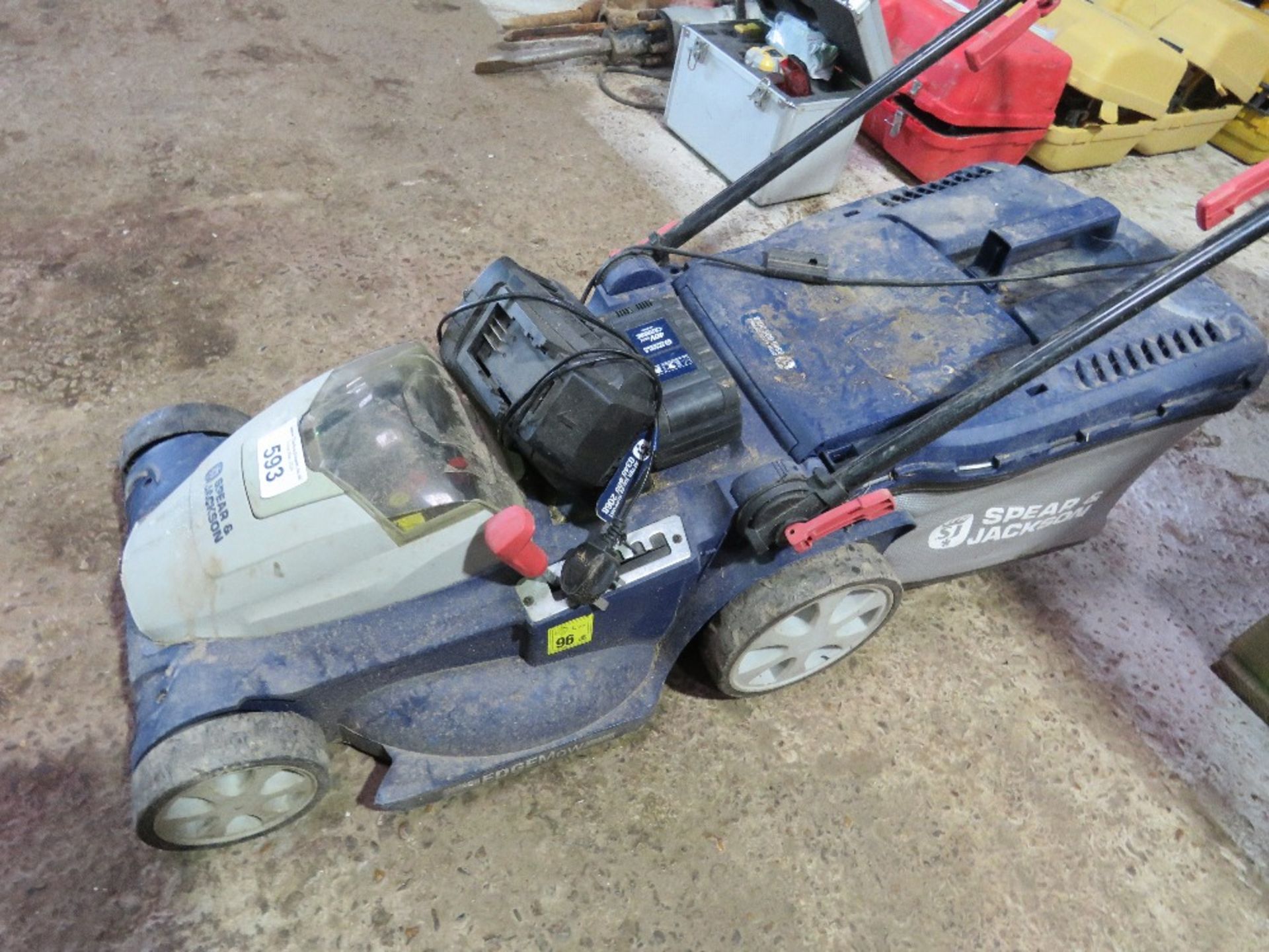 SPEAR AND JACKSON BATTERY POWERED LAWNMOWER.....THIS LOT IS SOLD UNDER THE AUCTIONEERS MARGIN SCHEME - Image 3 of 4