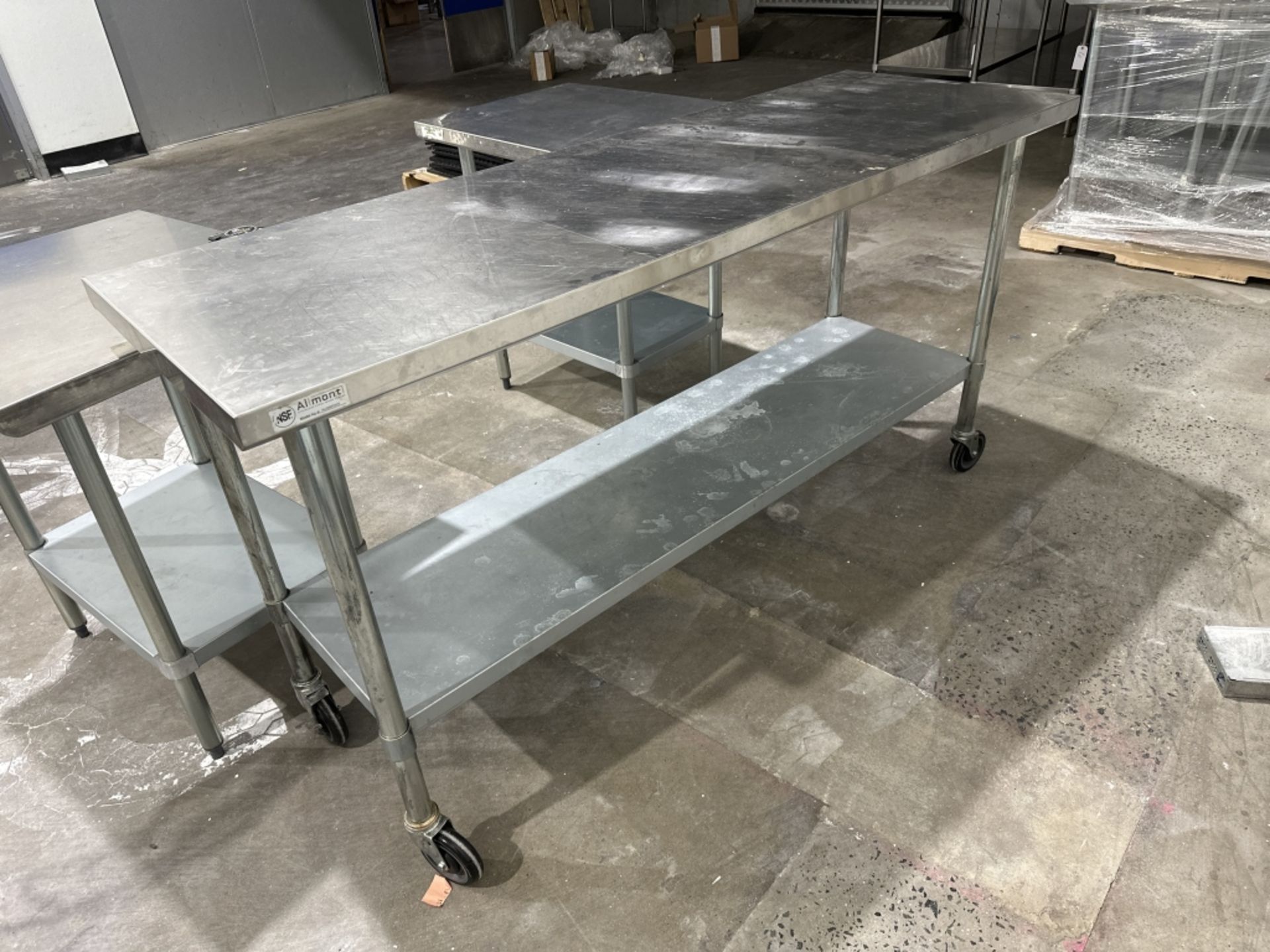 Rolling Stainless Steel Prep Table - 6ft x 2ft - Image 2 of 2