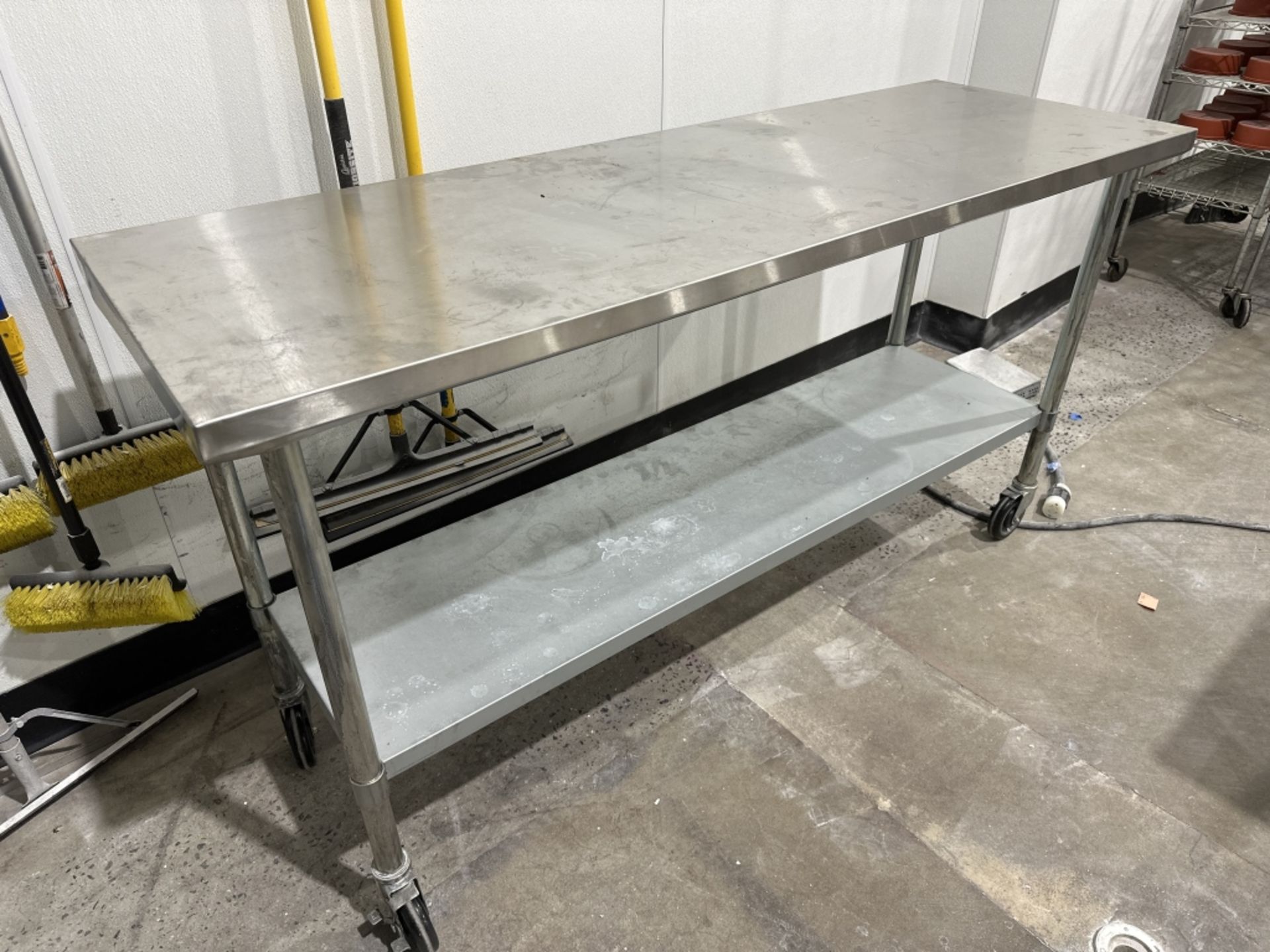 Rolling Stainless Steel Prep Table - 6ft x 2ft