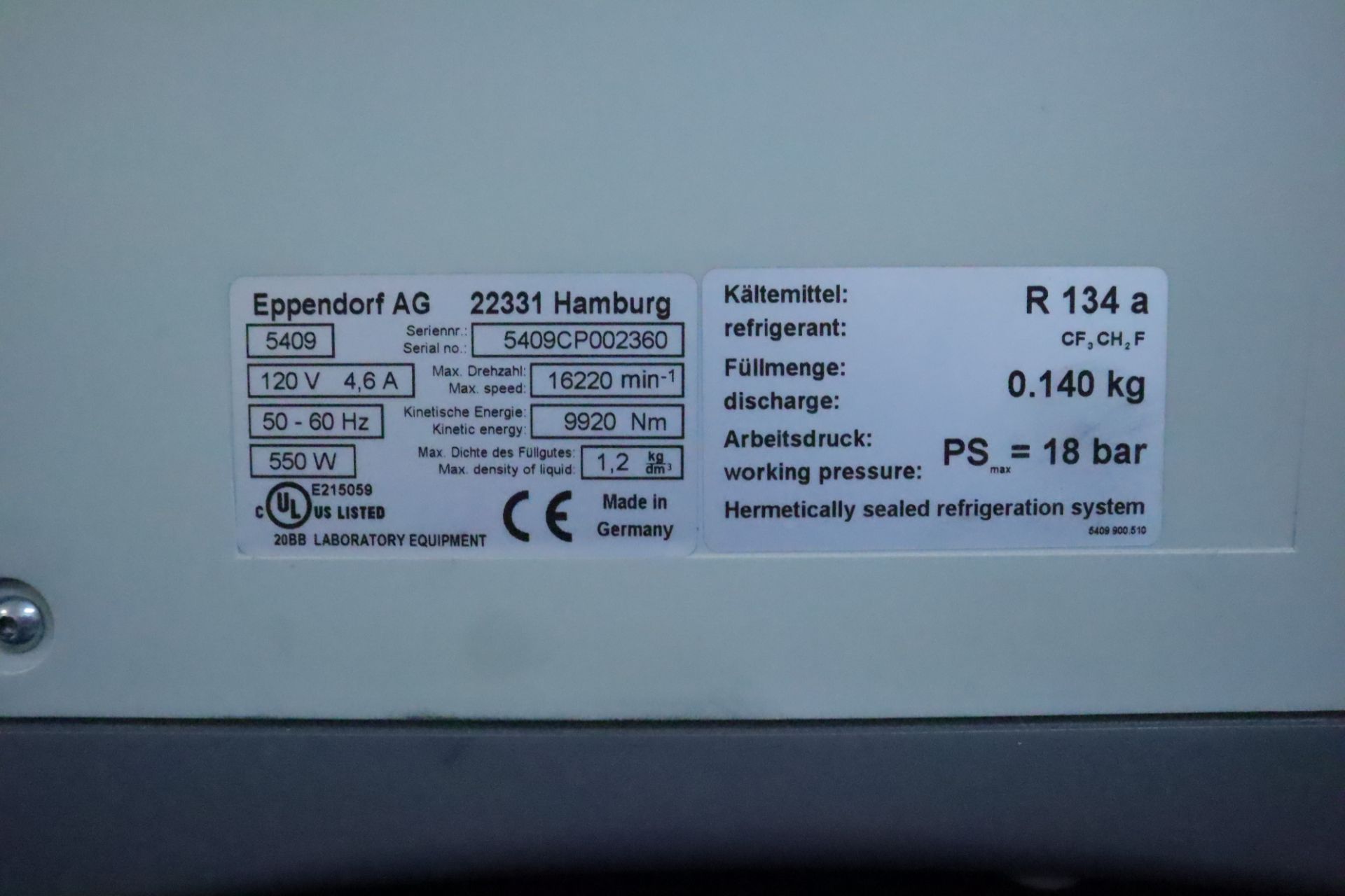 Eppendorf 5427R Refrigerated Centrifuge - Non-Working Bad Motherboard - Image 5 of 5